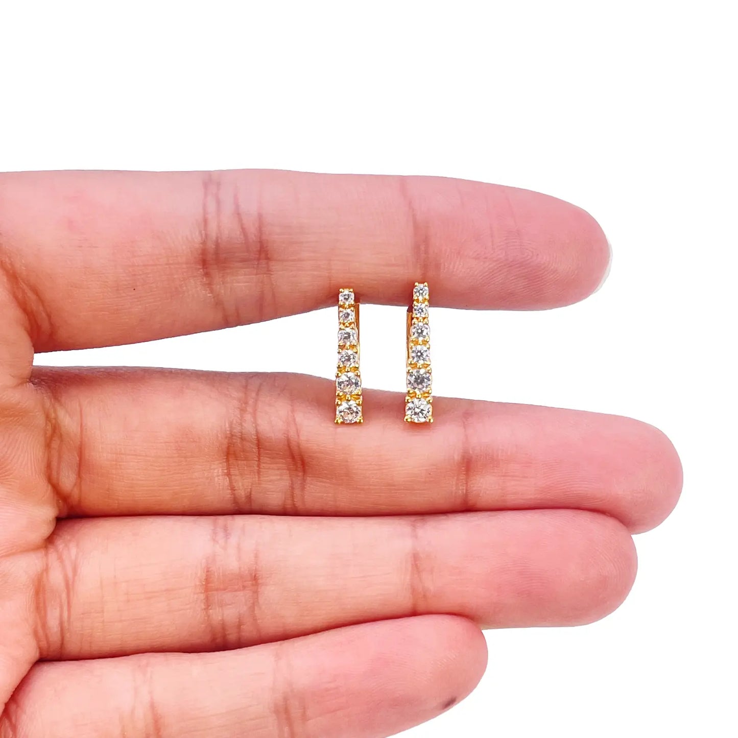22ct Yellow Gold Graduated Cubic Zirconia Hoop Earrings  Gold Earrings