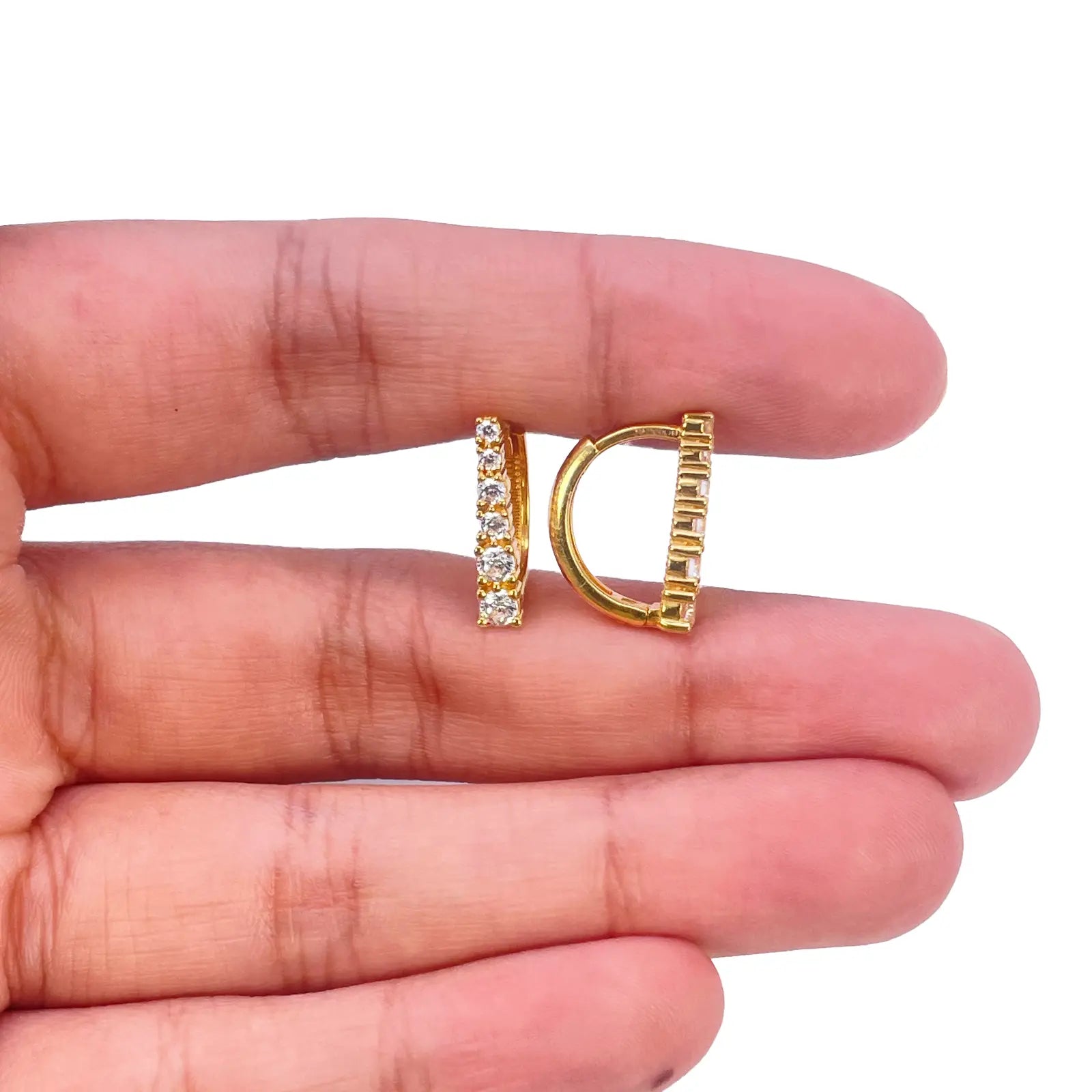 22ct Yellow Gold Graduated Cubic Zirconia Hoop Earrings  Gold Earrings