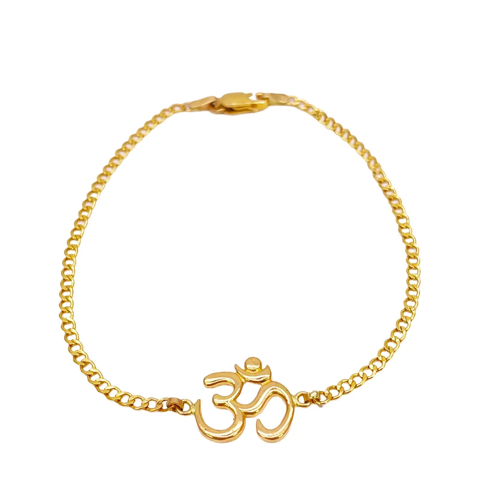 22ct Yellow Gold High Polished OM Bracelet 7 inches 