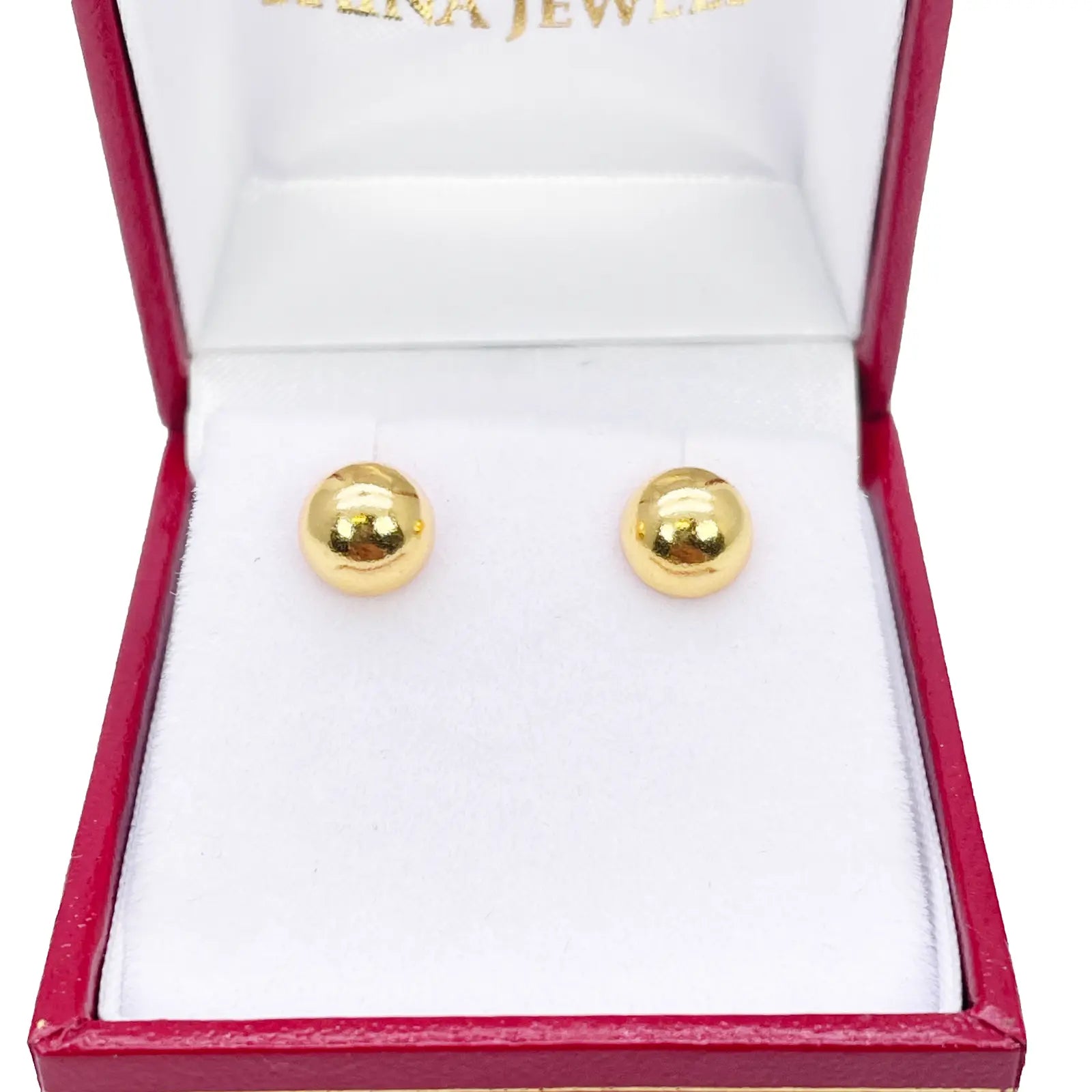 22ct Yellow Gold High Polished Plain Half Ball Stud Earrings 7mm 