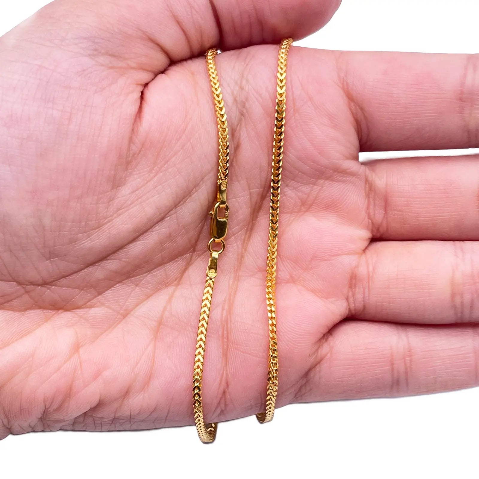 22ct Yellow Gold Lightweight Foxtail Chain Necklace 20 inches 1.8mm Width  Gold Chain