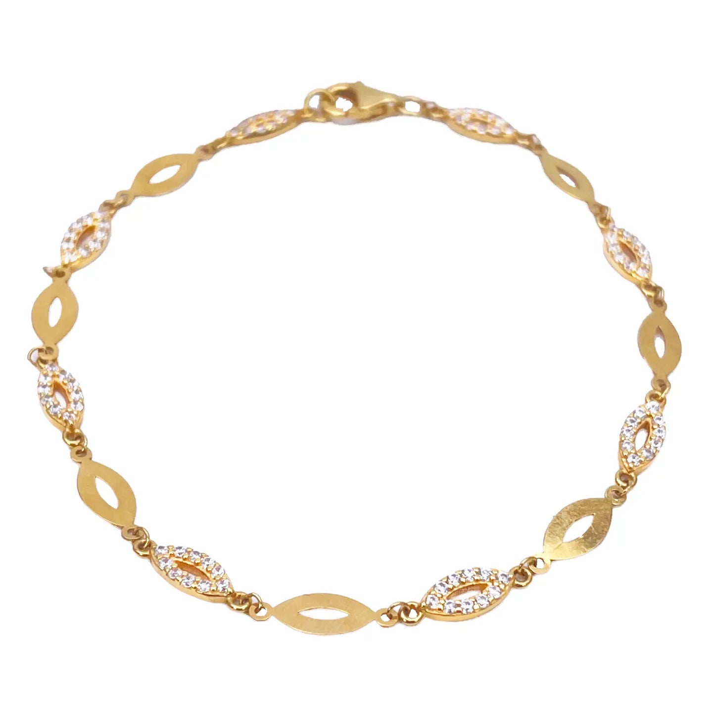 22ct Yellow Gold Lightweight High Polished Bracelet 7'' inches 