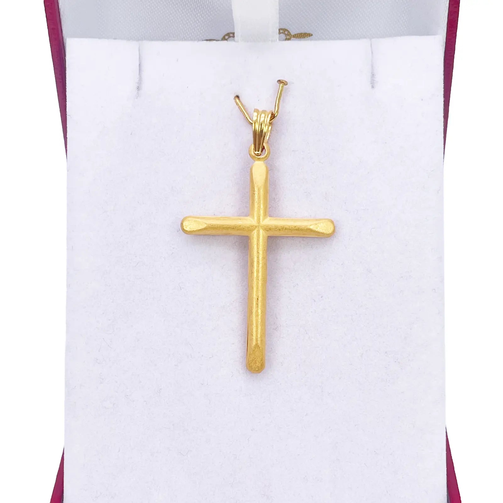 22ct Yellow Gold Lightweight Matt Cross Pendant 44mm Length 25mm Width 