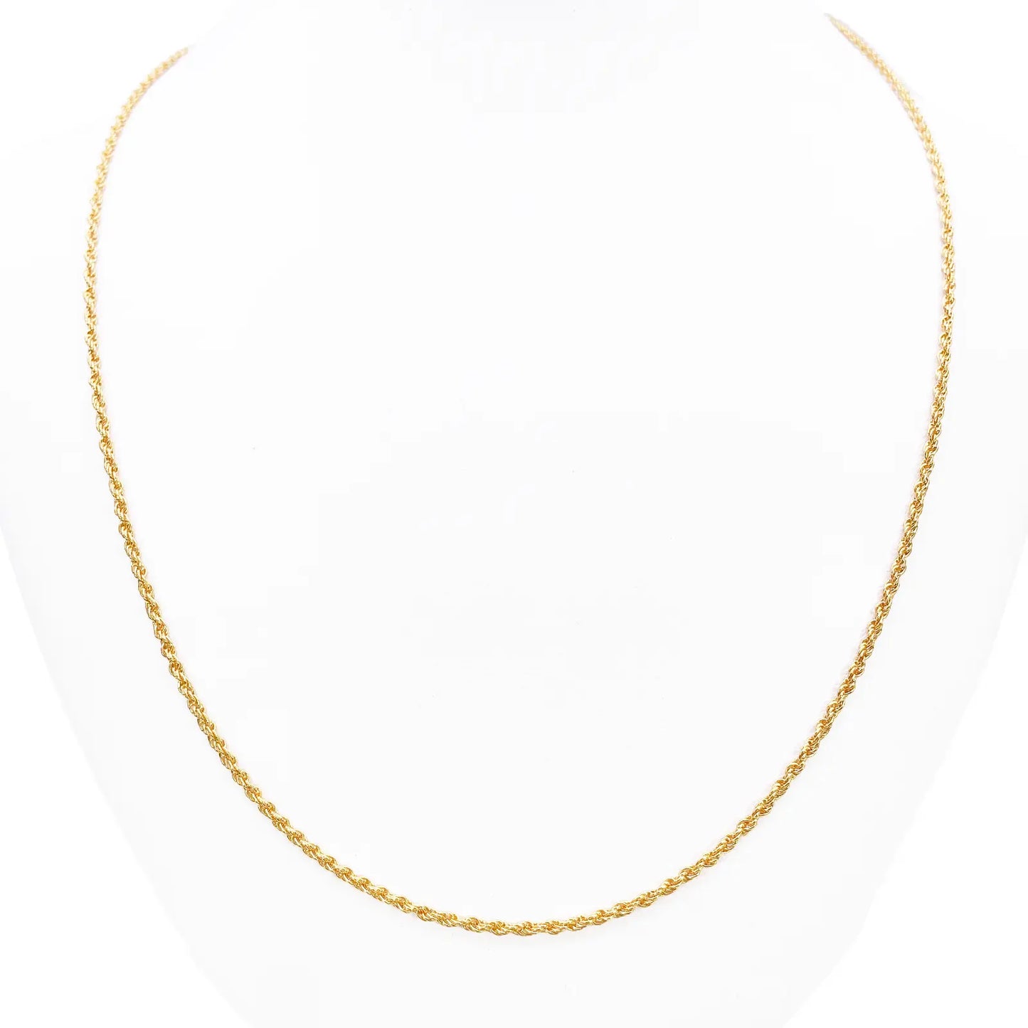 22ct Yellow Gold Lightweight Rope Chain Necklace 18 Inches 1.7mm Width 
