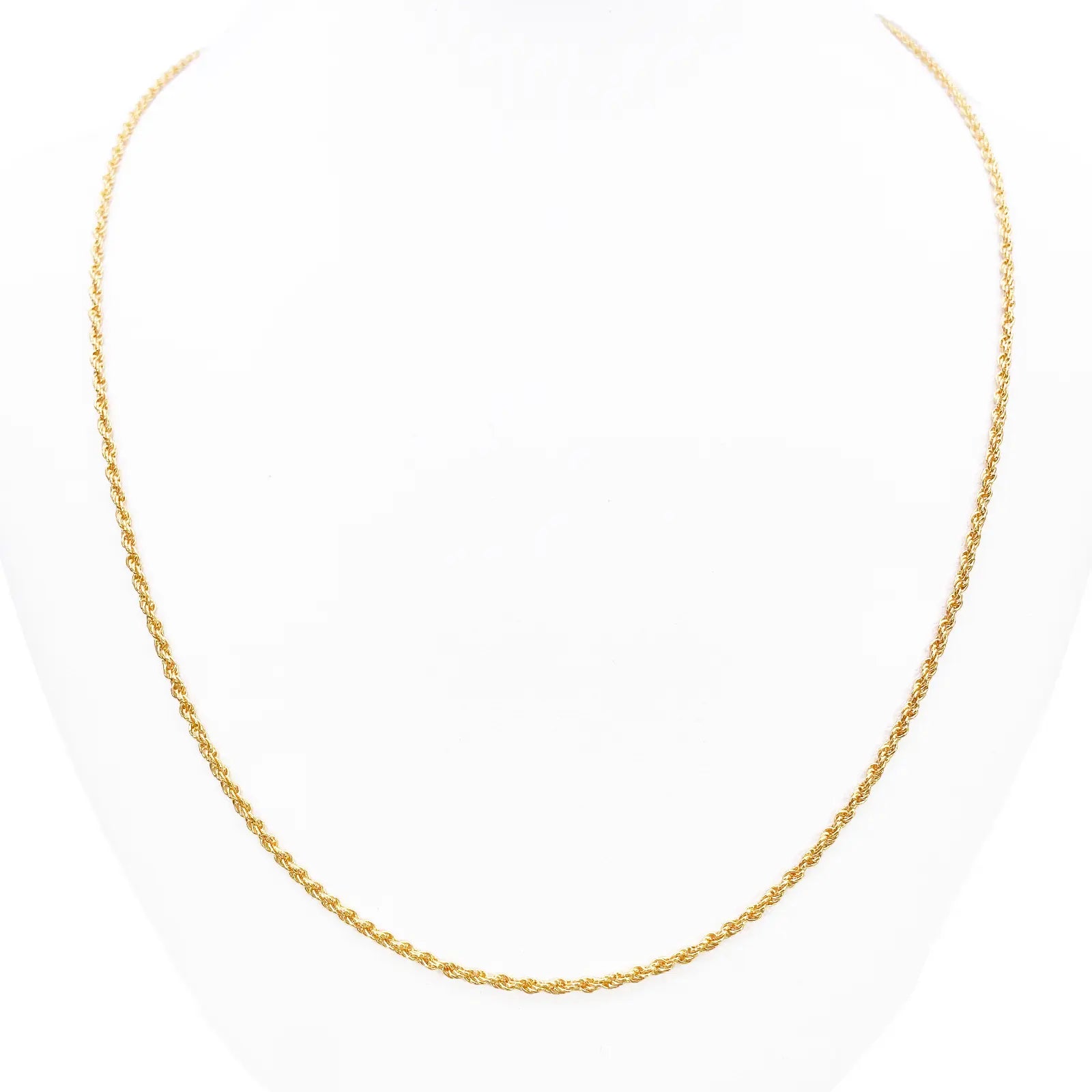 22ct Yellow Gold Lightweight Rope Chain Necklace 20 Inches 1.7mm Width 