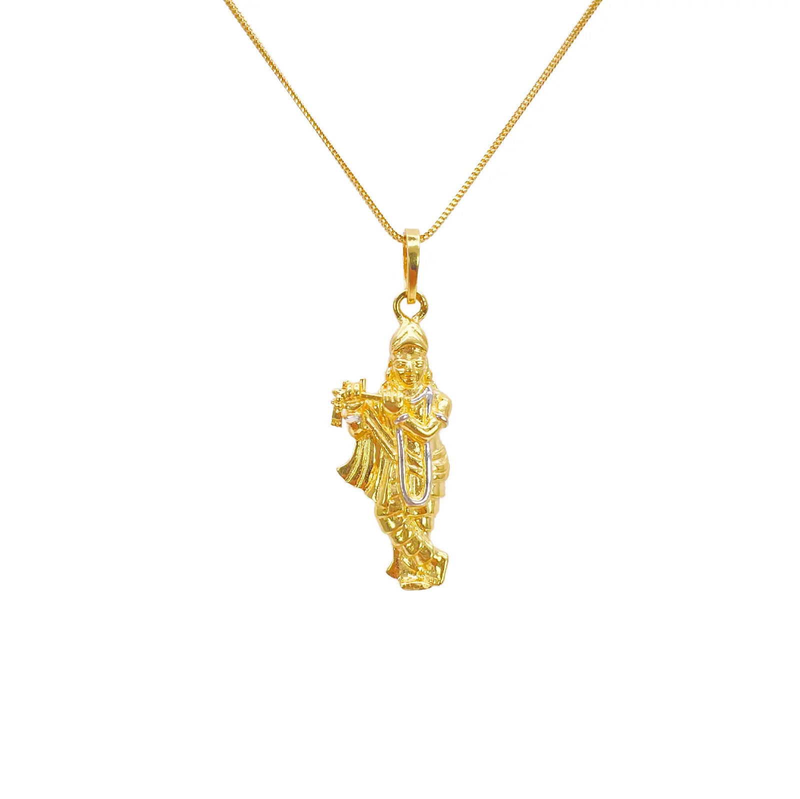 22ct Yellow Gold Lord Krishna Flute Pendant Hindu God Charm in Two Tone  Gold Pendant