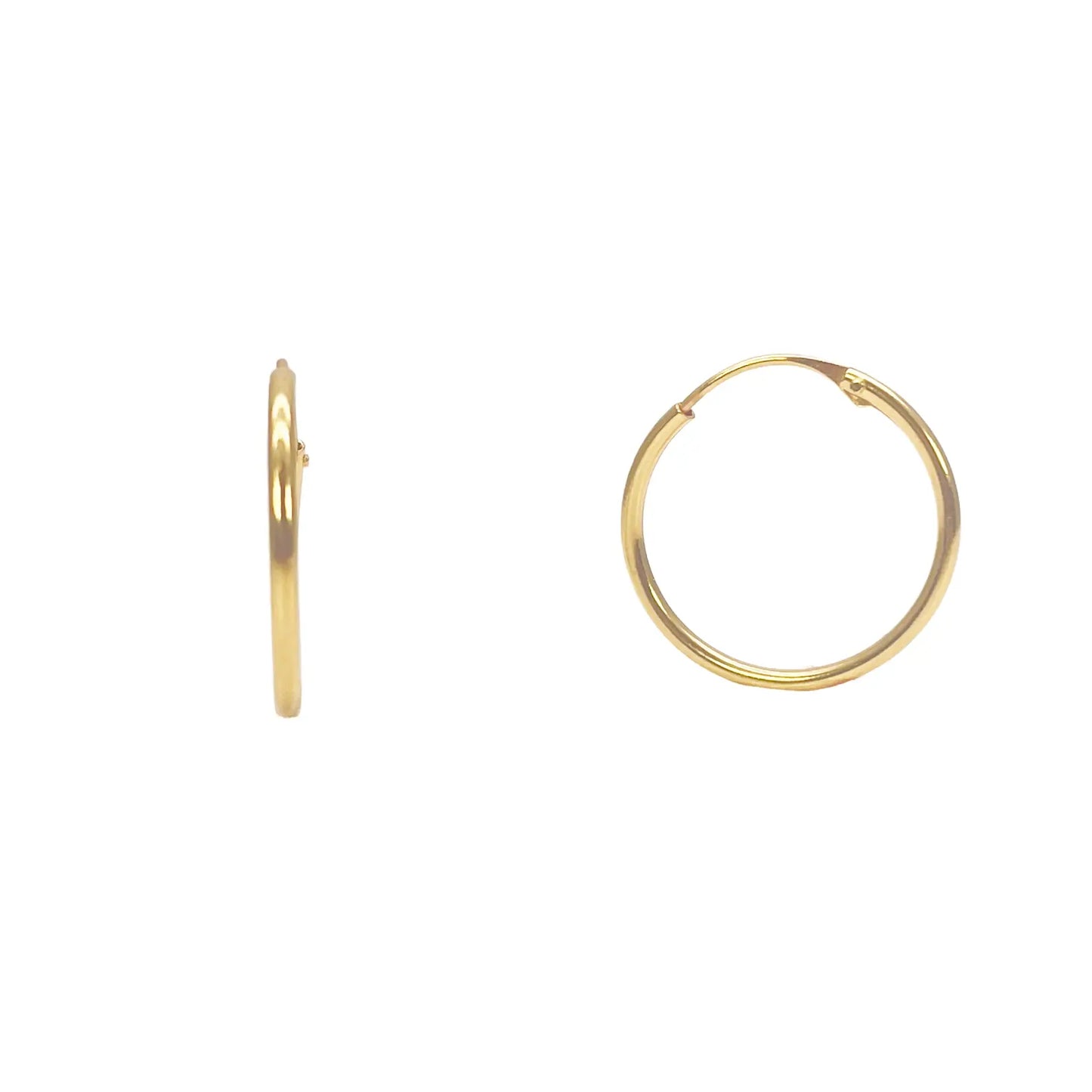 22ct Yellow Gold Pair Of Plain High Polished Hoop Earrings 15.5mm  Diamond Bracelets