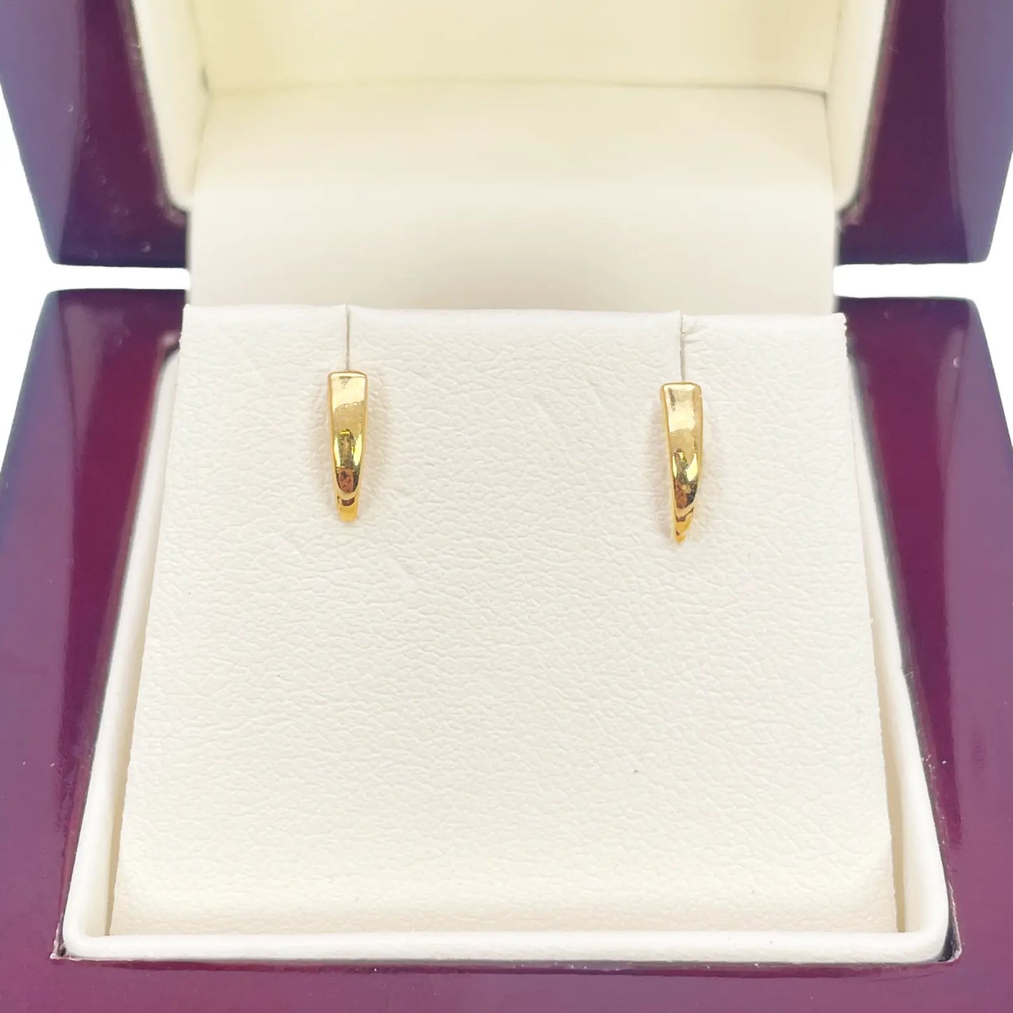 22ct Yellow Gold Plain High Polished Children's Earrings 8mm Length 