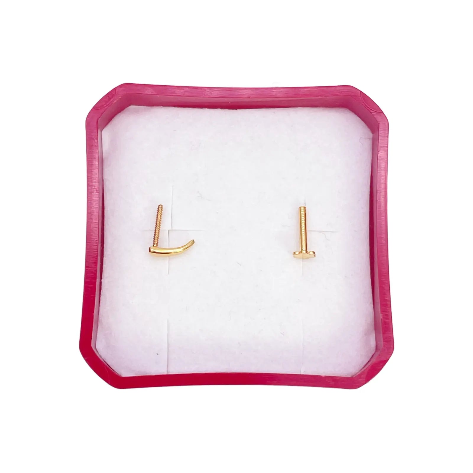 22ct Yellow Gold Plain High Polished Nose Stud/Pin 6mm Length 