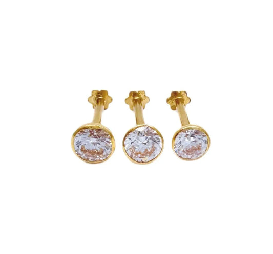 22ct Yellow Gold Round Bezel Children's Stud Earrings 2.5-4.5mm - Raina Jewels