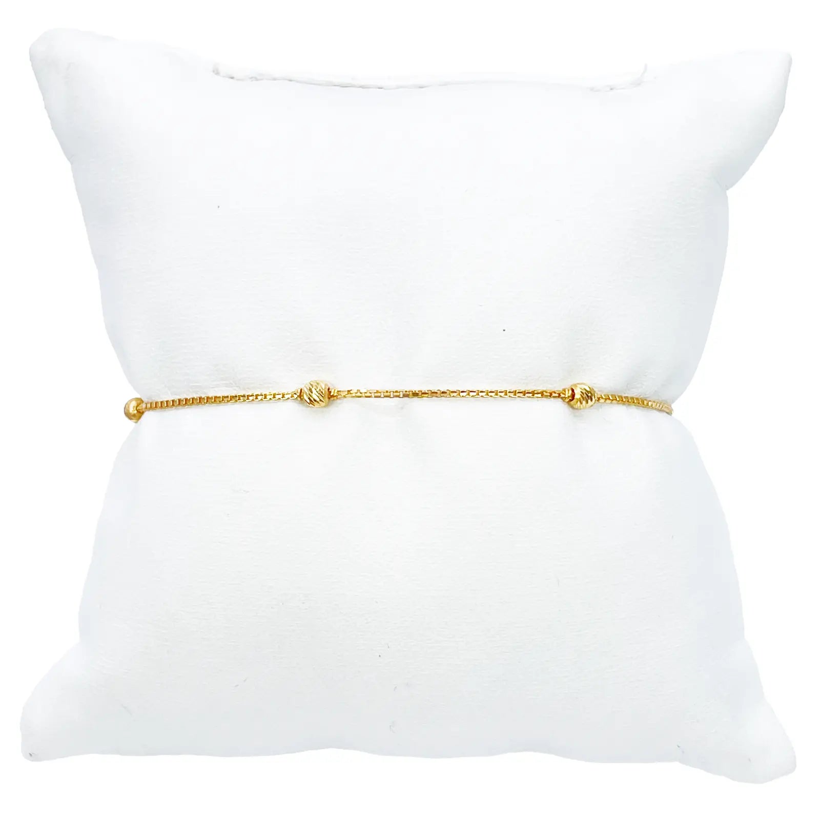 22ct Yellow Gold Six Beaded Diamond Cut Box Chain Bracelet 7 Inches 