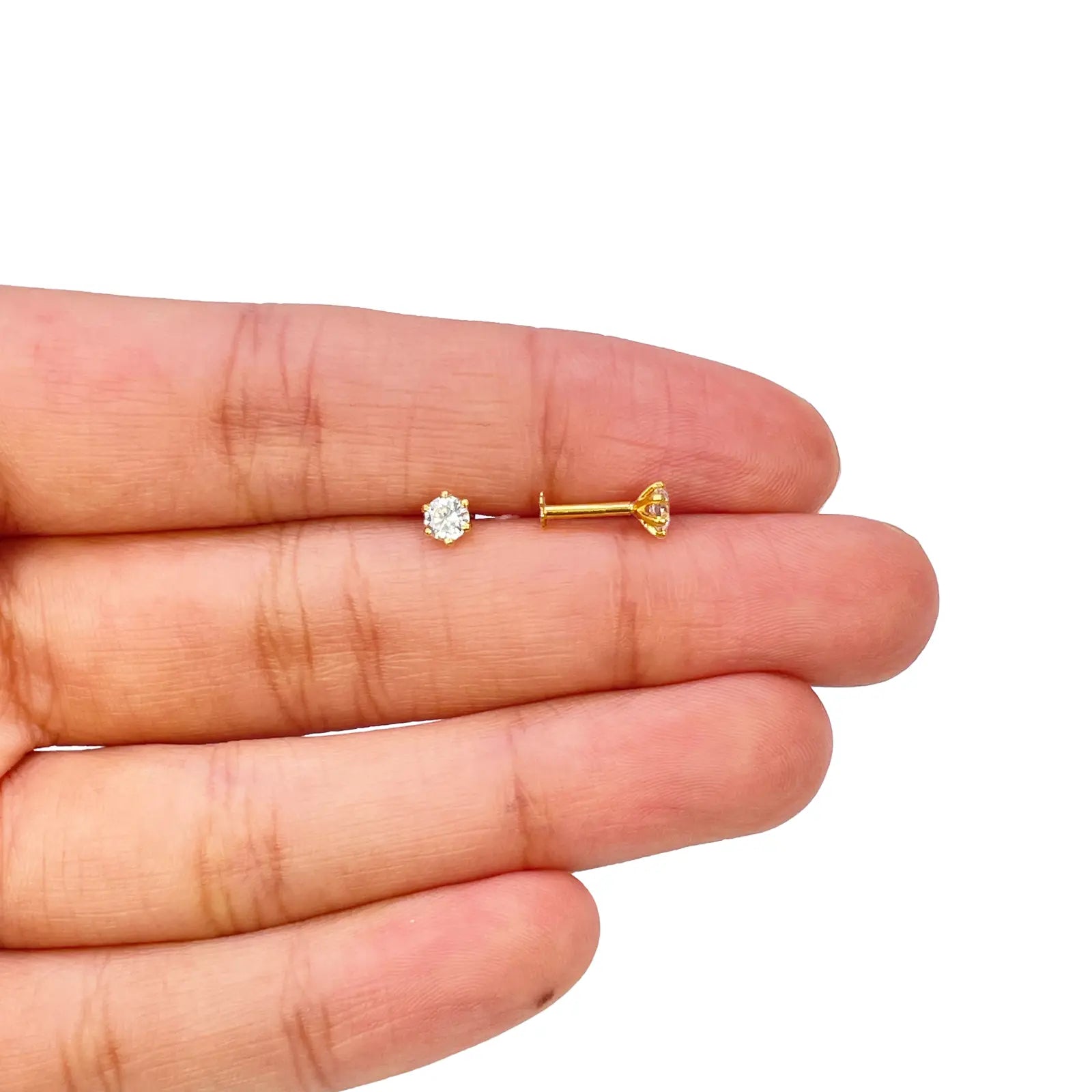 22ct Yellow Gold Six Claw Prong Small Children's Earrings 4.5mm Width 