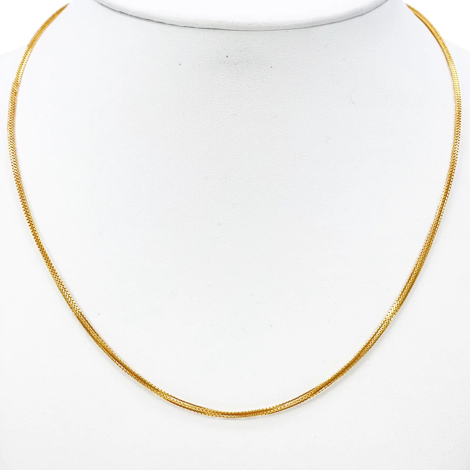 22ct Yellow Gold Solid Double Box Chain Necklace 22 Inches 1.5mm Width 