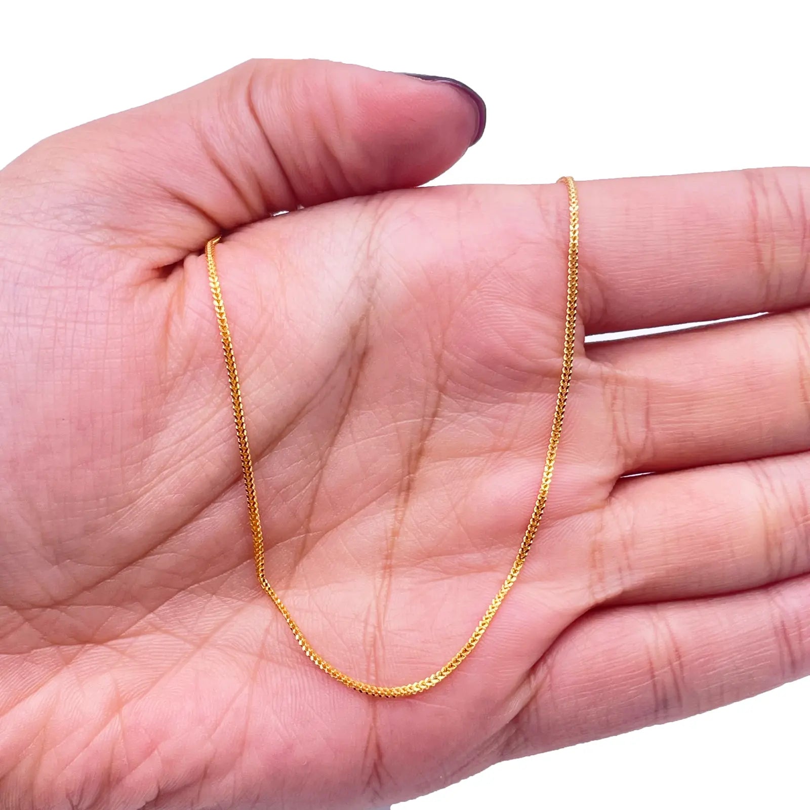 22ct Yellow Gold Solid Foxtail Chain Necklace 18'' inches 1mm Width  Diamond Bracelets