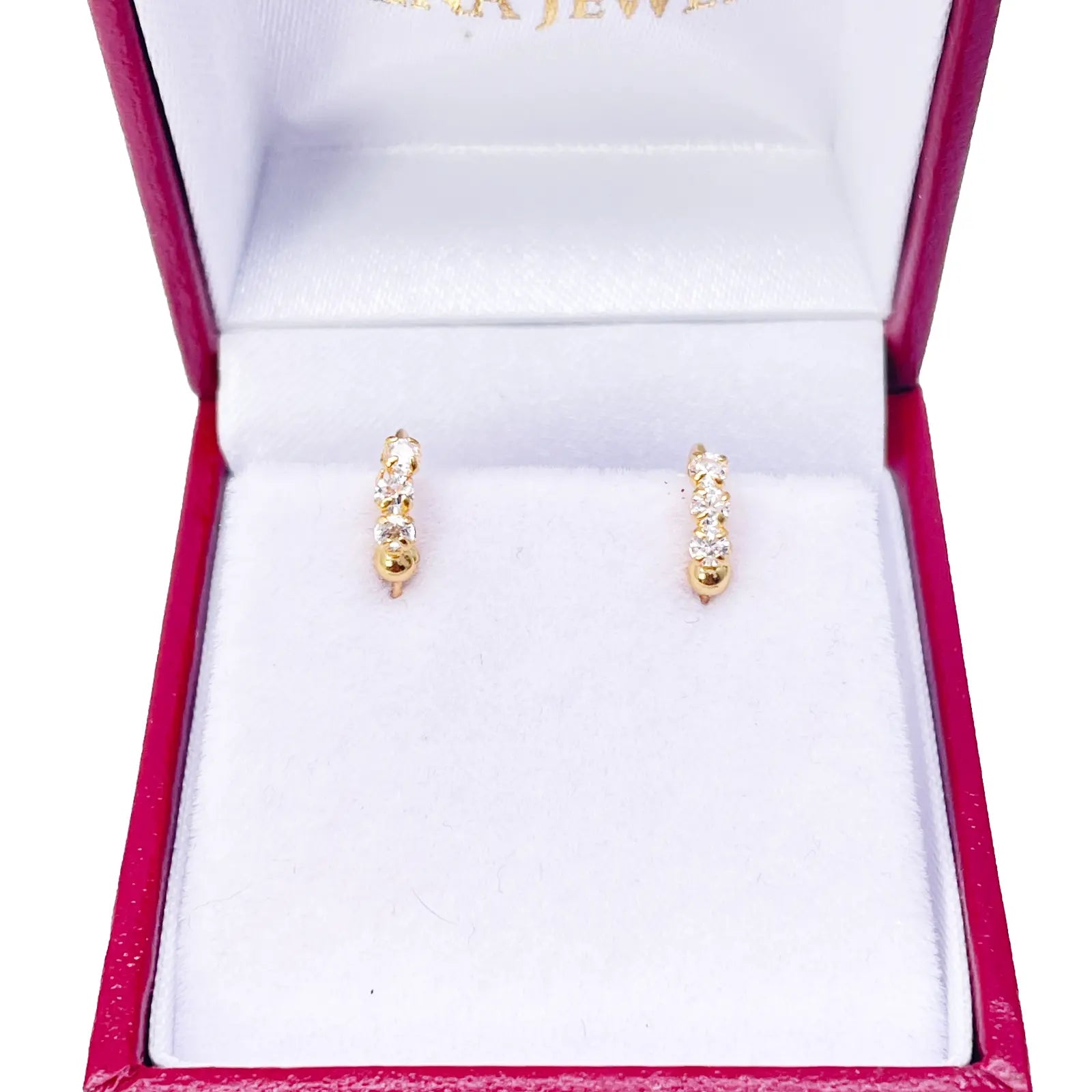 22ct Yellow Gold Tiny Sparkly Hoop Huggie Children's Earrings 8.4mm Diameter  Diamond Bracelets