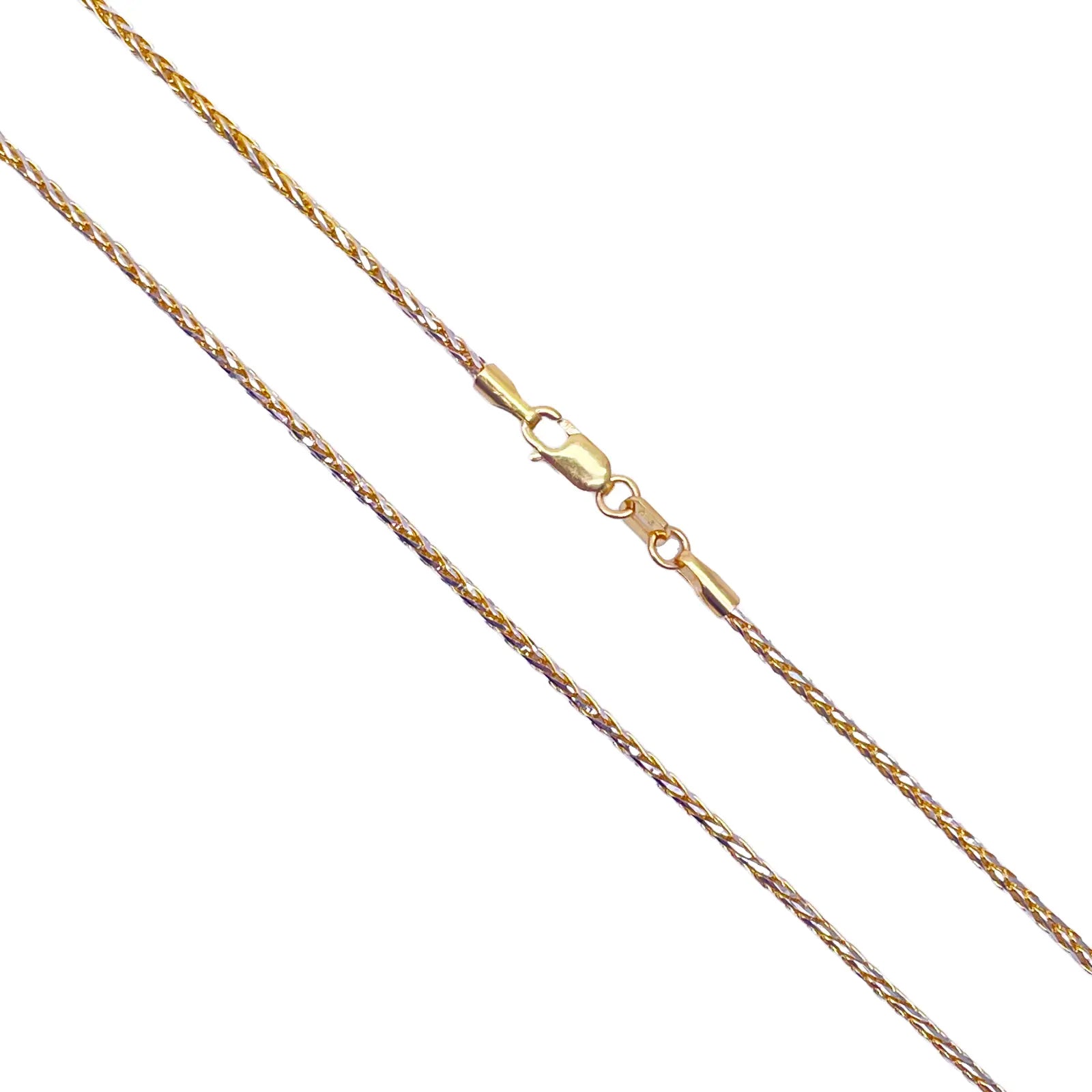 22ct Yellow Gold Two Tone Spiga Chain Necklace 20"inches 1.5mm Width 