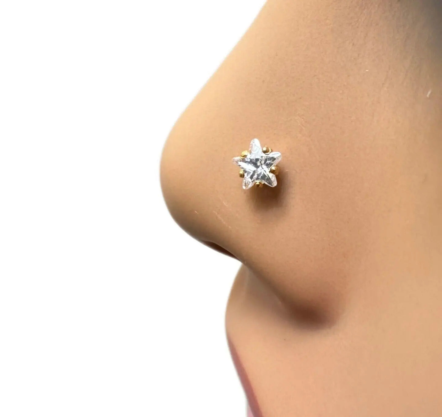 Clous de nez/Perçage de nez en or jaune 22 carats et oxyde de zirconium (3MM-4.5MM)