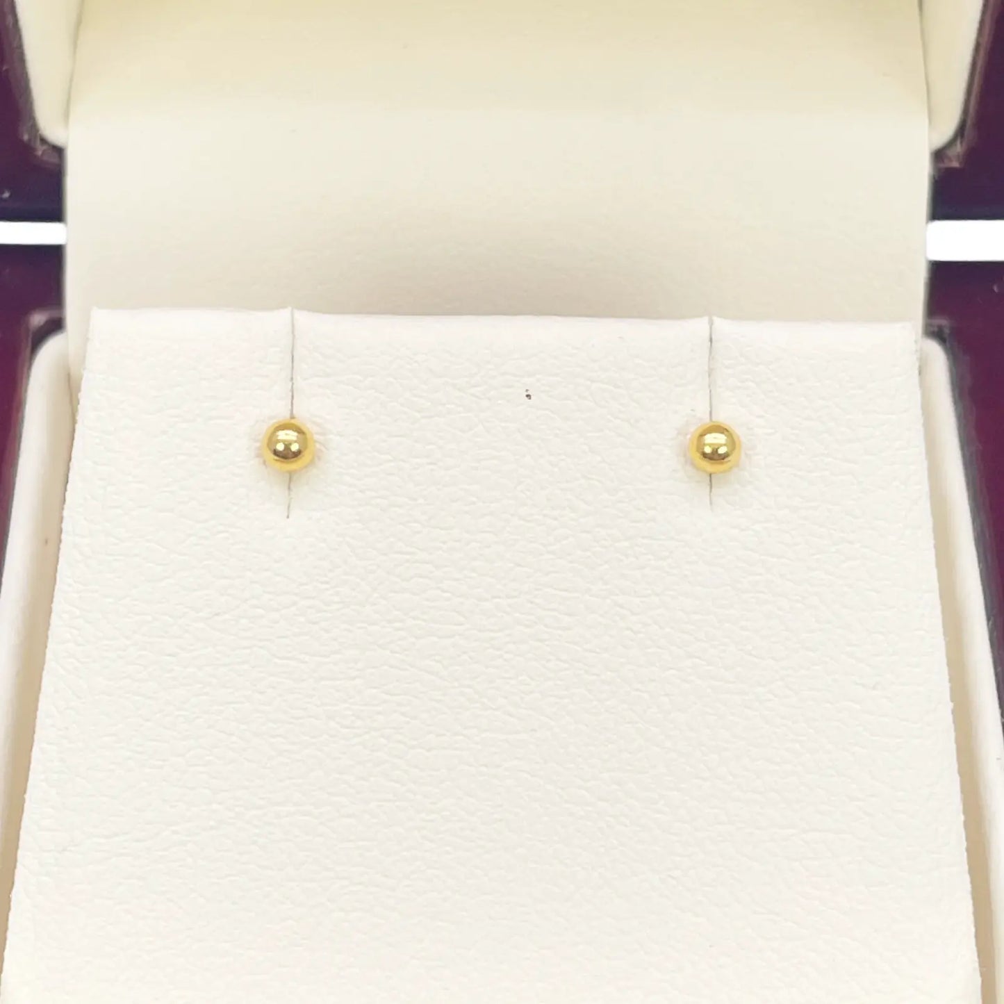 22ct Yellow Plain Gold Round Ball Children's Earrings 2.2mm 