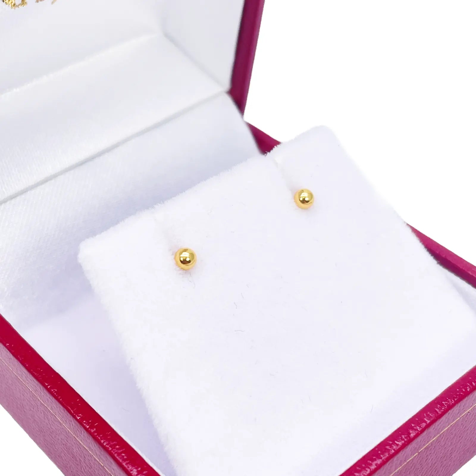 22ct Yellow Plain Gold Round Ball Children's Earrings 2.2mm 