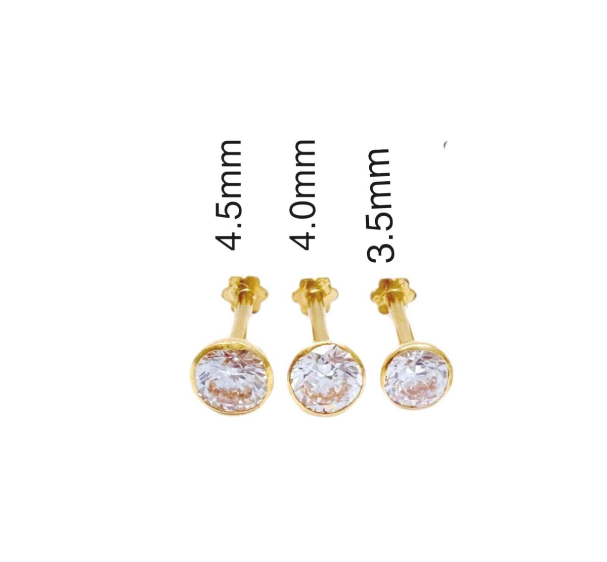Clous de nez/bijoux de nez à vis en or jaune 22 carats et oxyde de zirconium (3,5MM-4,5MM)