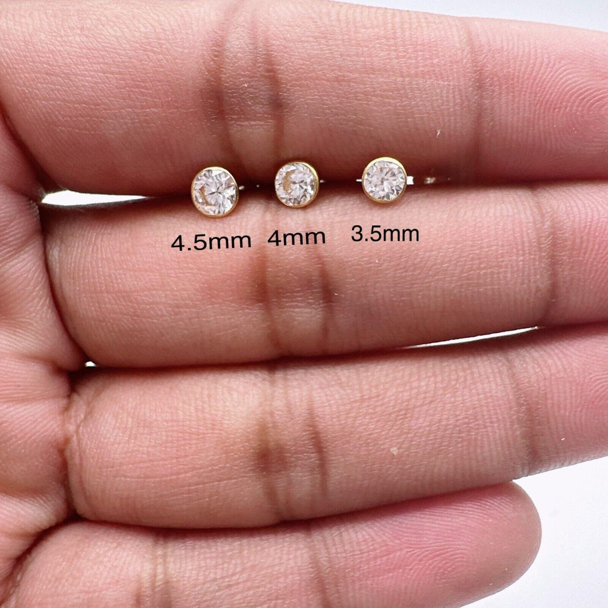 Clous de nez/bijoux de nez à vis en or jaune 22 carats et oxyde de zirconium (3,5MM-4,5MM)