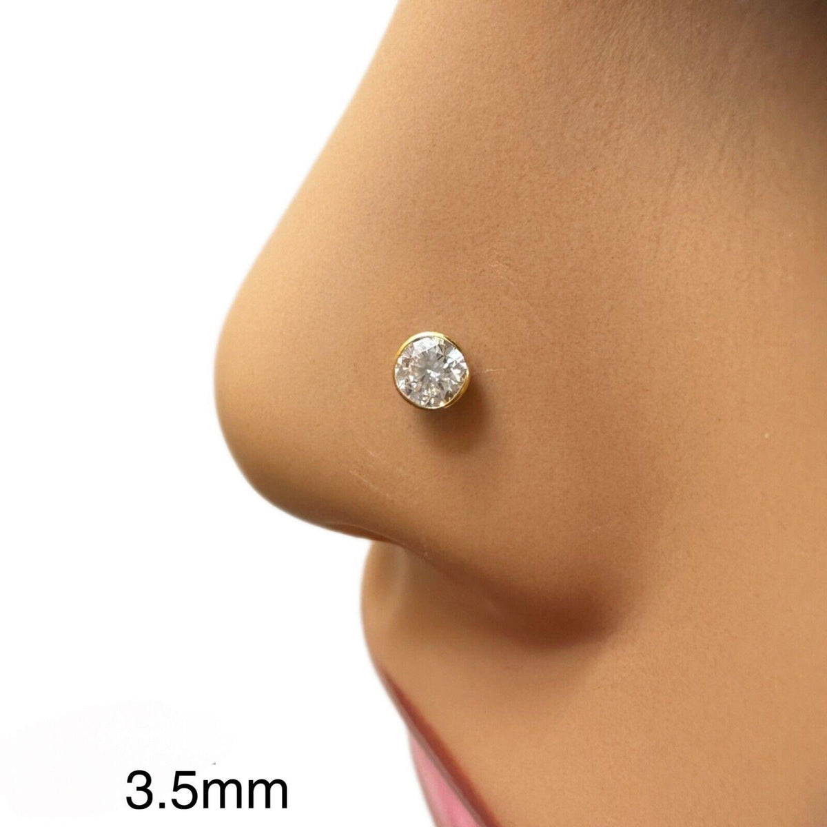 Clous de nez/bijoux de nez à vis en or jaune 22 carats et oxyde de zirconium (3,5MM-4,5MM)