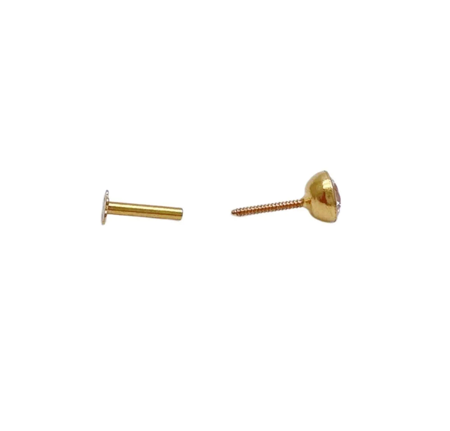 22ct Yellow Gold & Cubic Zirconia Nose Studs/Nose Pin Screw Back (3.5MM-4.5MM) 