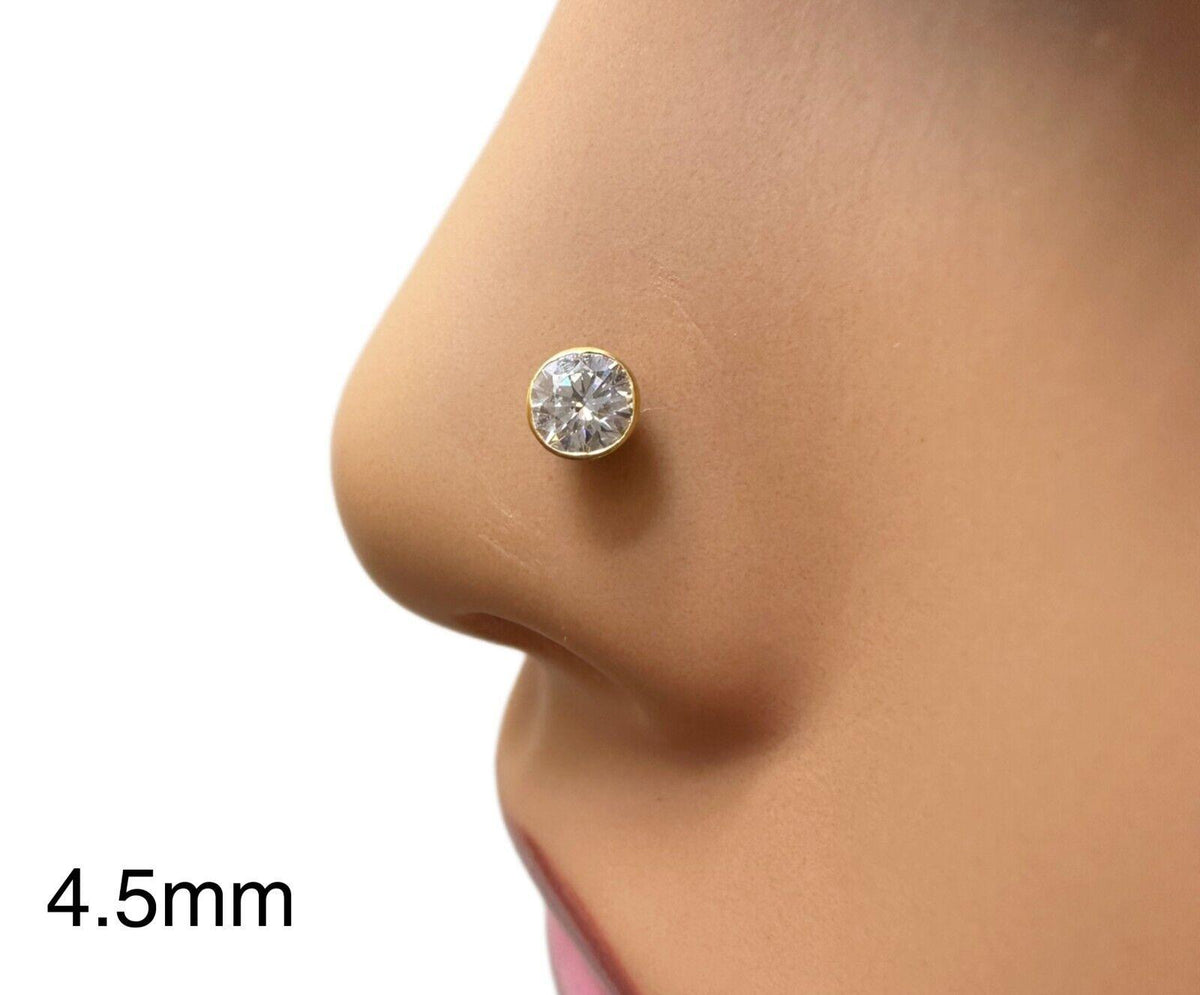 Clous de nez/bijoux de nez à vis en or jaune 22 carats et oxyde de zirconium (3,5MM-4,5MM)