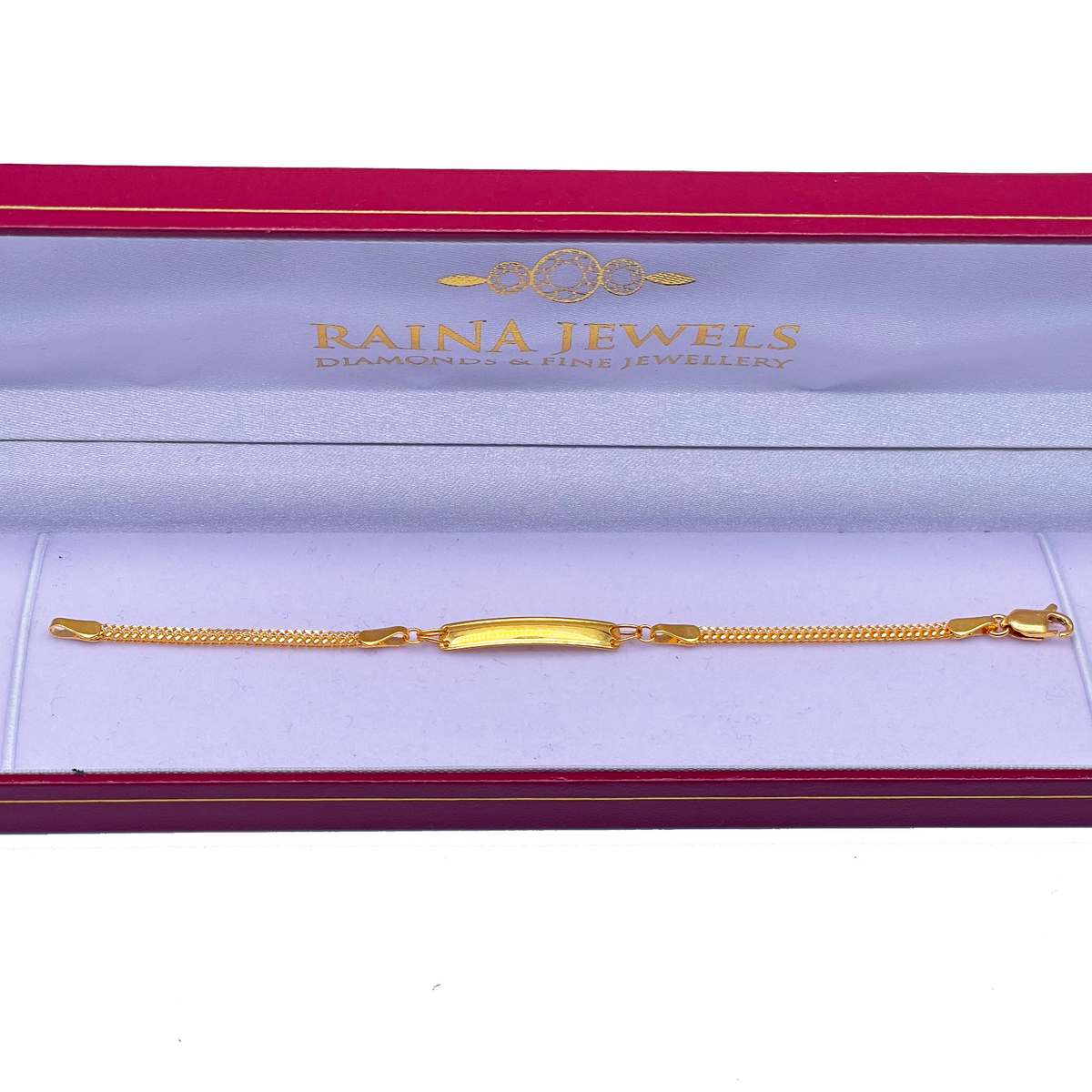 Bracelet enfant en or jaune 22 carats maille plate 5,4 pouces