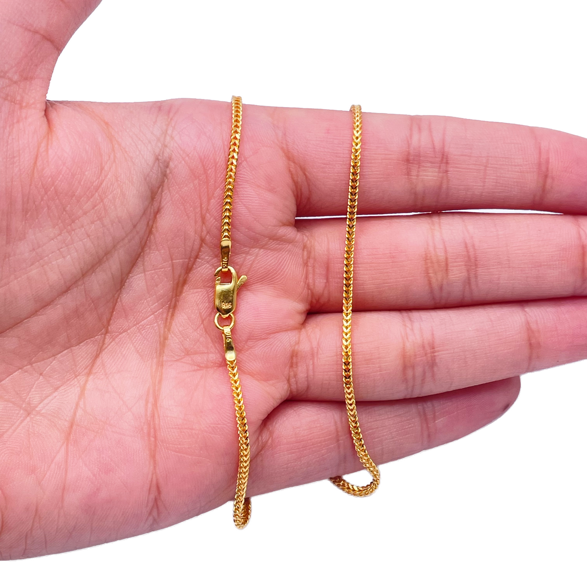 Collier Chaîne Tresse Solide Or Jaune 22 carats 18 pouces 1,6 mm de Largeur