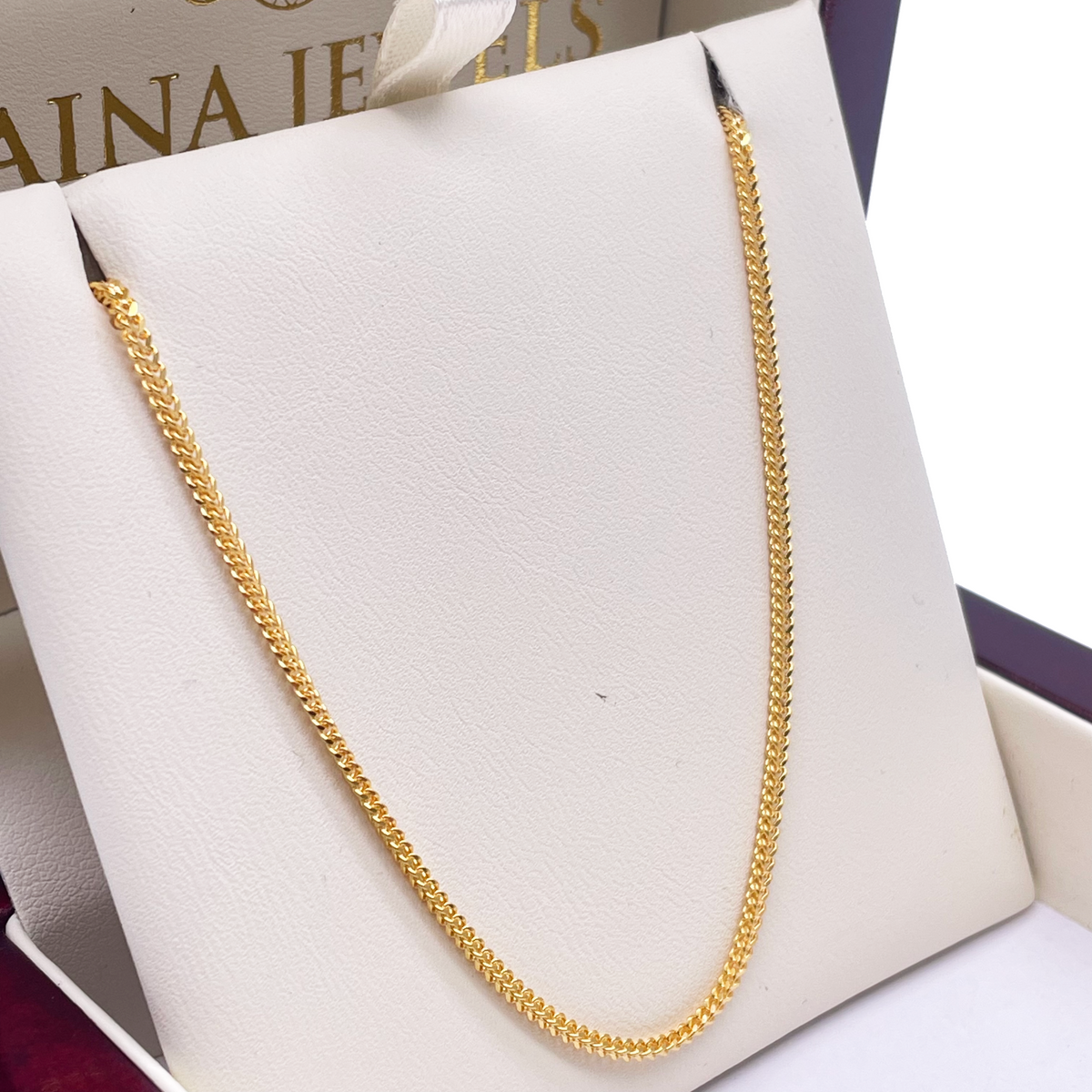 Collier Chaîne Tresse Solide Or Jaune 22 carats 18 pouces 1,6 mm de Largeur