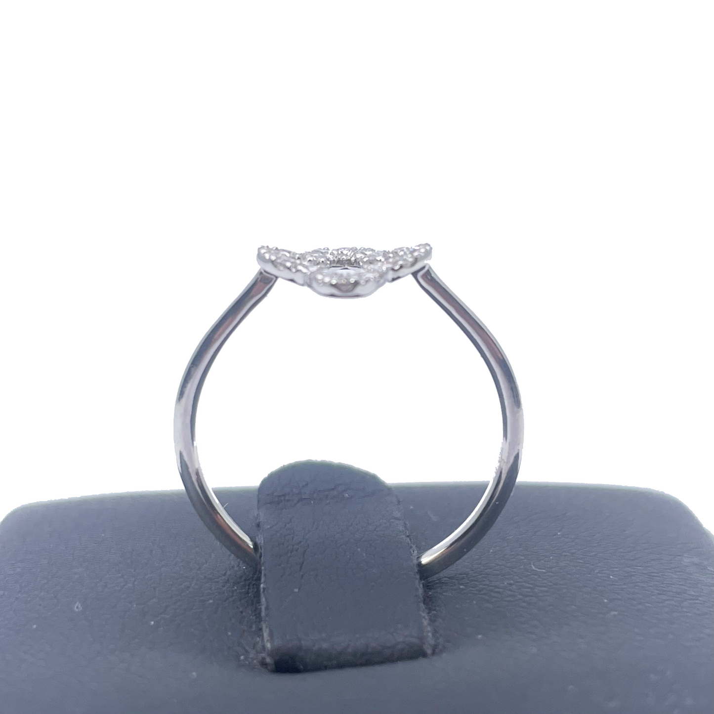 Bague trèfle/fleur en or blanc 18 carats avec diamants 0,19 carat