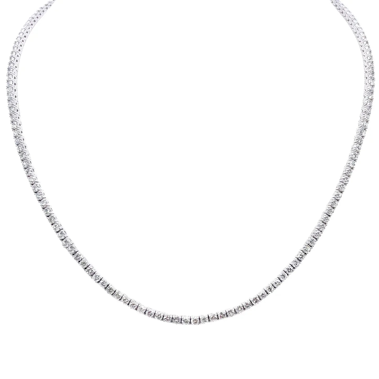 14ct White Gold Diamond Tennis Necklace 7.74ct 17''inches 