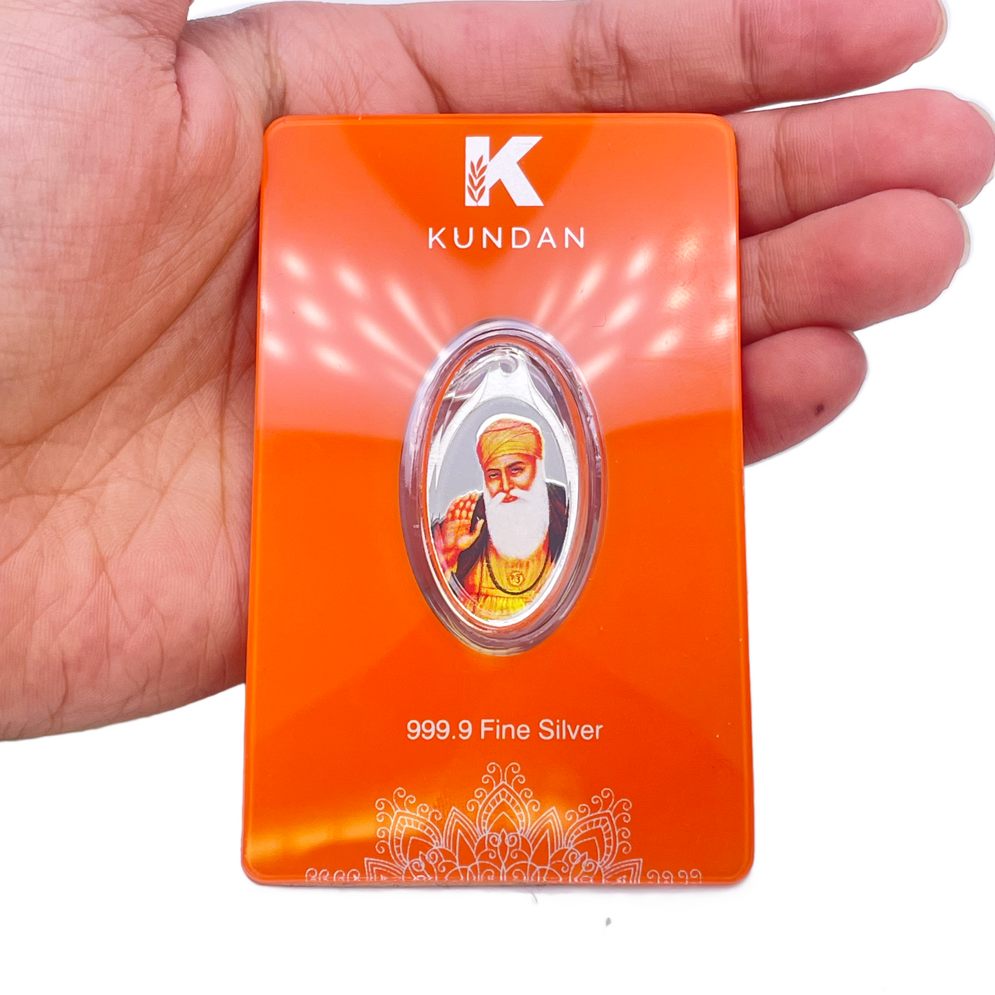 Pendentif Sikh Guru Nanak en argent pur 999,9, 5 grammes, coloré, sous emballage scellé