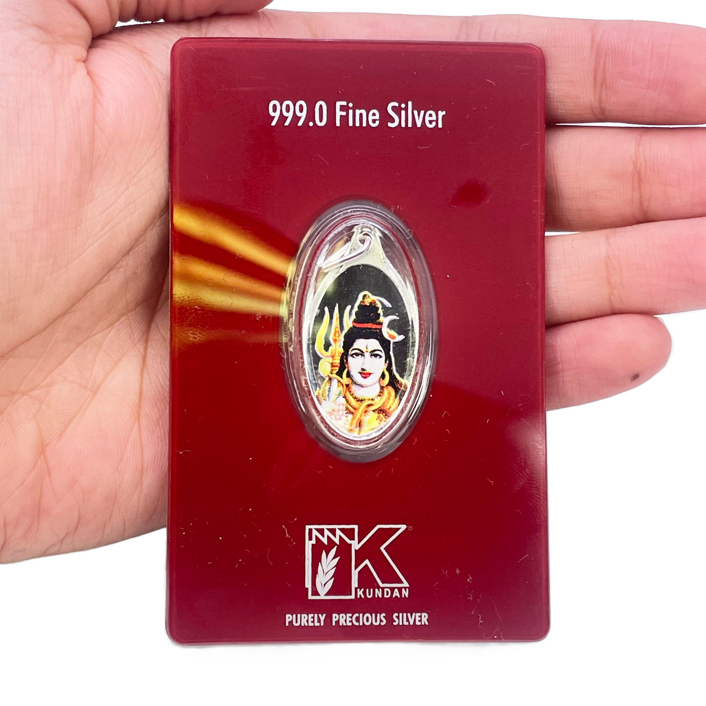 Pendentif 5 grammes en argent pur 999.9, coloré, motif Shankar / Shiva, emballage scellé