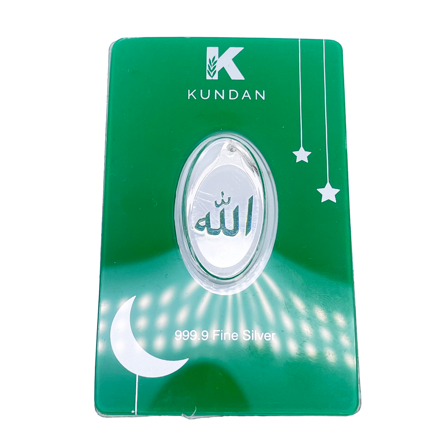 Pendentif Allah couleur verte en argent pur 999.9 de 5 grammes, emballage scellé