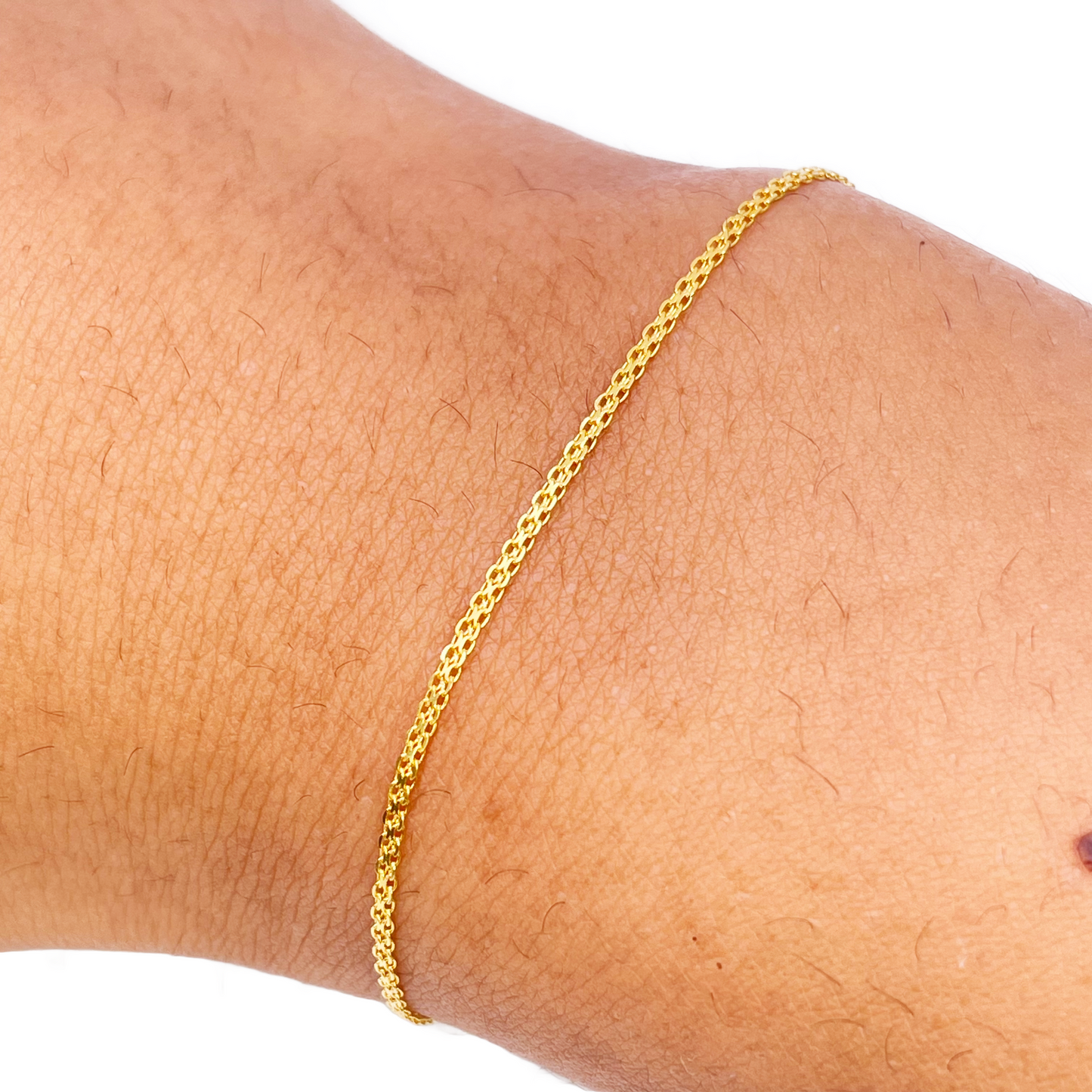 22ct Yellow Gold Flat High Polished Thin Minimalist Bracelet 7'' inch 2.1mm