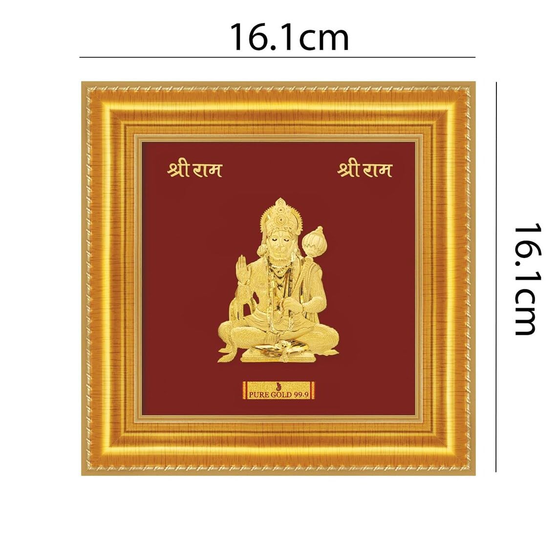 24ct Pure Gold Leaf Hanuman Frame 16.1 x 16.1cm