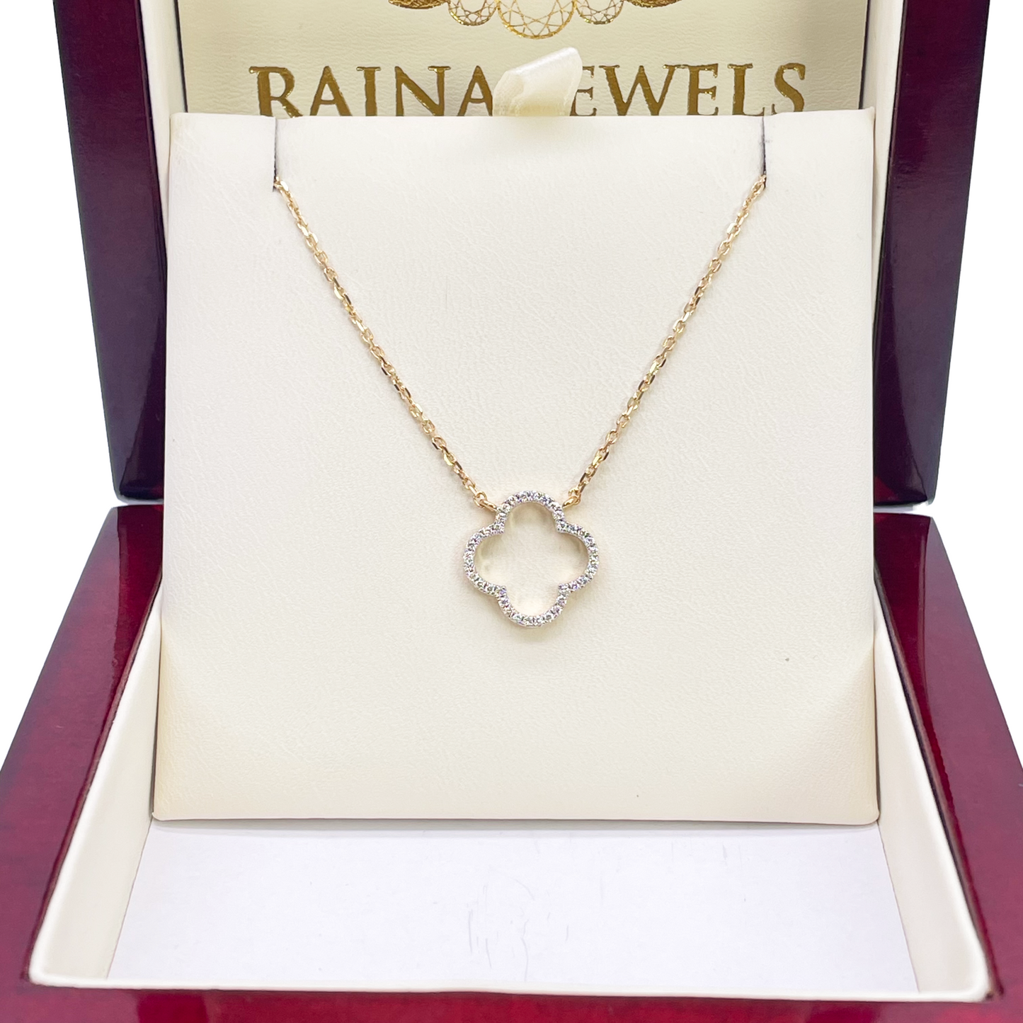 Collier élégant en or jaune 14 carats avec pendentif fleur ouvert serti de diamants 0,15 carat, 45 cm