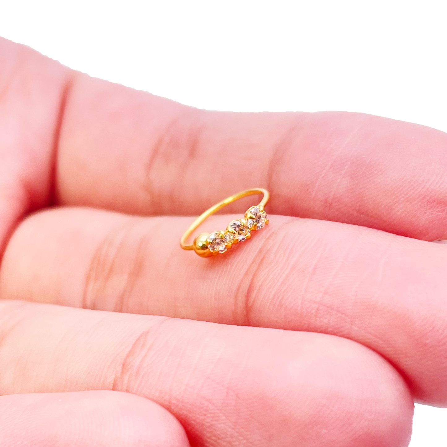 Mini créoles/anneaux de nez en or jaune 22 carats de 8,4 mm de diamètre