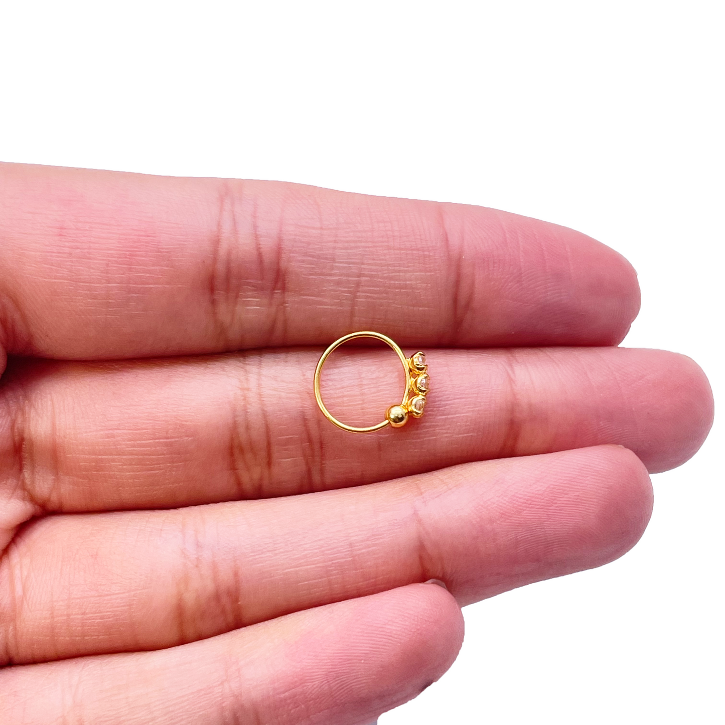 Mini créoles/anneaux de nez en or jaune 22 carats de 8,4 mm de diamètre
