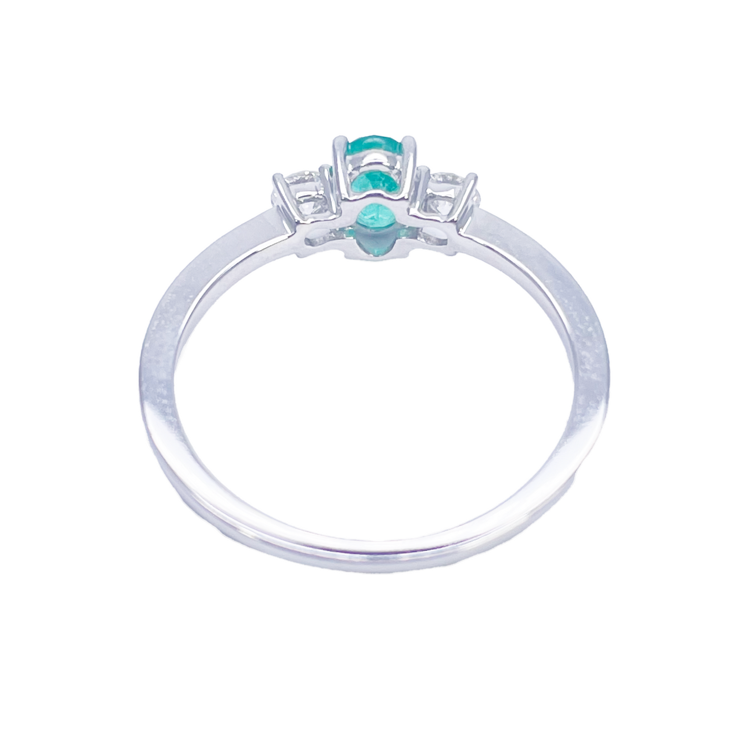 Bague en or 18 carats, émeraude et diamants, taille ronde et ovale naturelle, trois pierres 0,60 ct