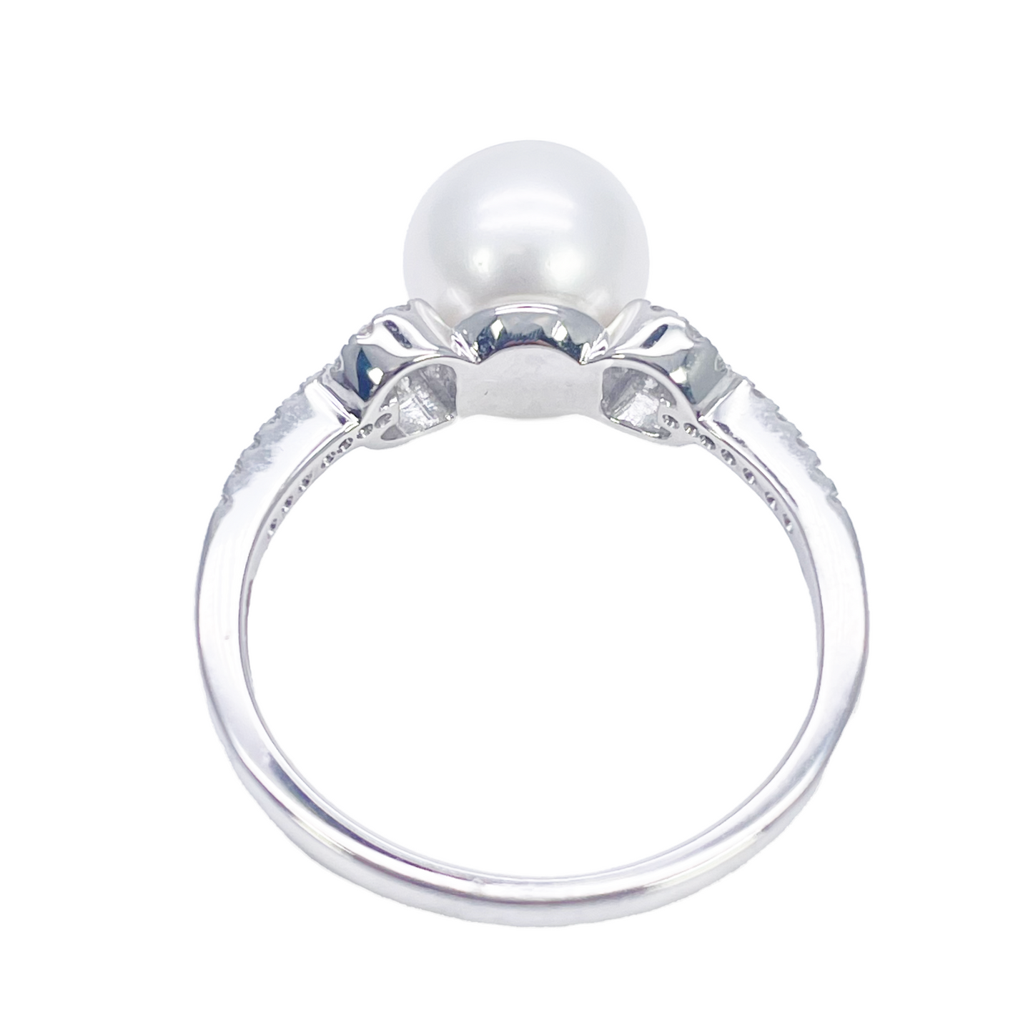 Bague en or 18 carats, perle d'eau douce et diamant, taille ronde naturelle 0,10 carat