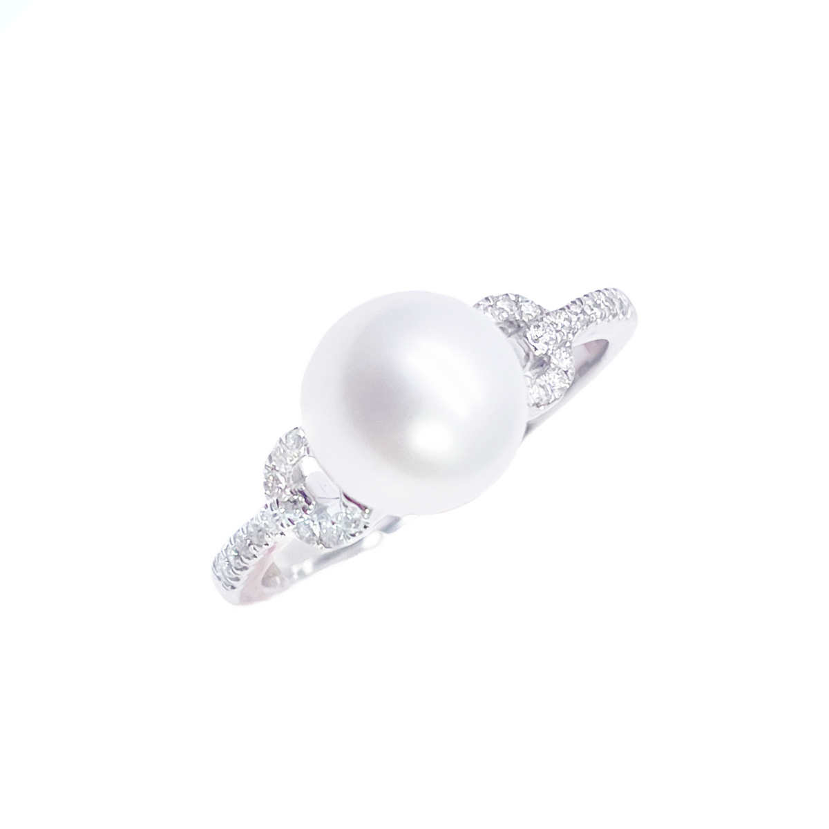 Bague en or 18 carats, perle d'eau douce et diamant, taille ronde naturelle 0,10 carat