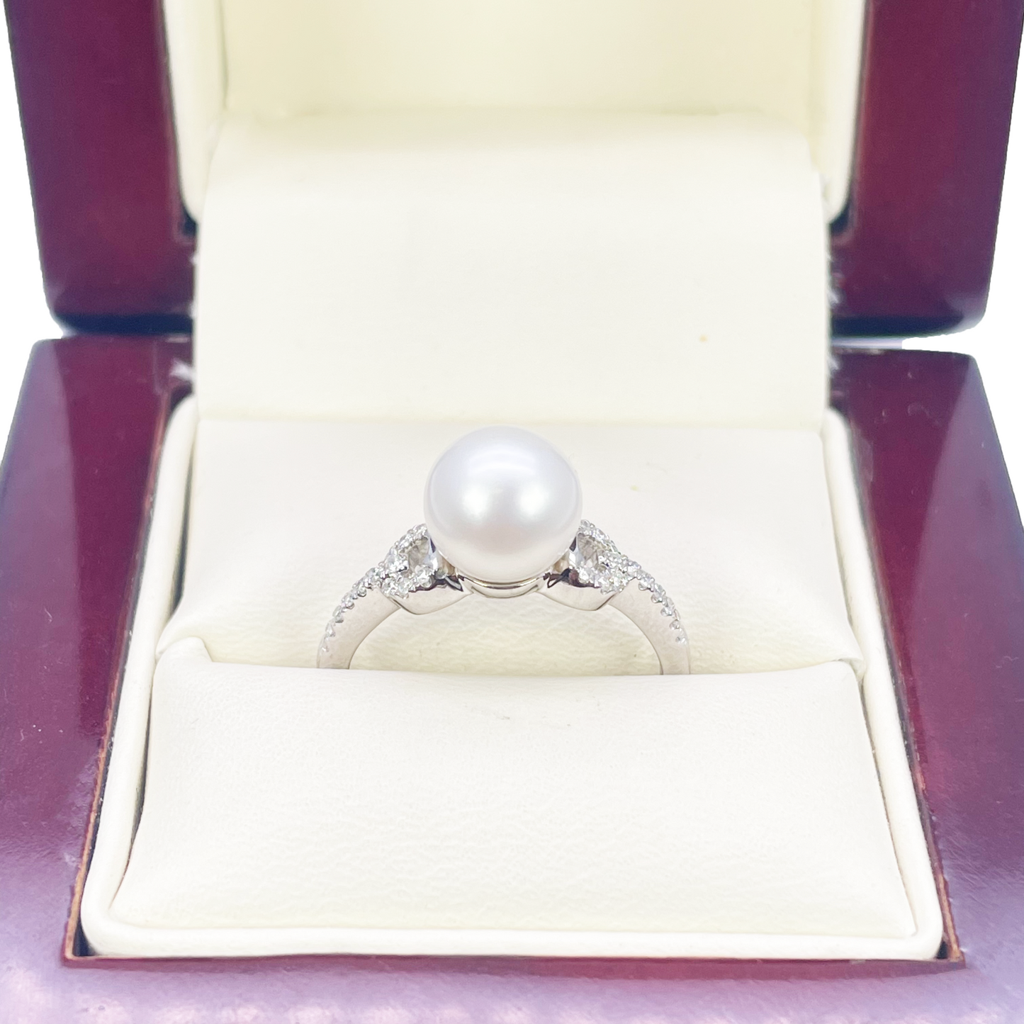 Bague en or 18 carats, perle d'eau douce et diamant, taille ronde naturelle 0,10 carat