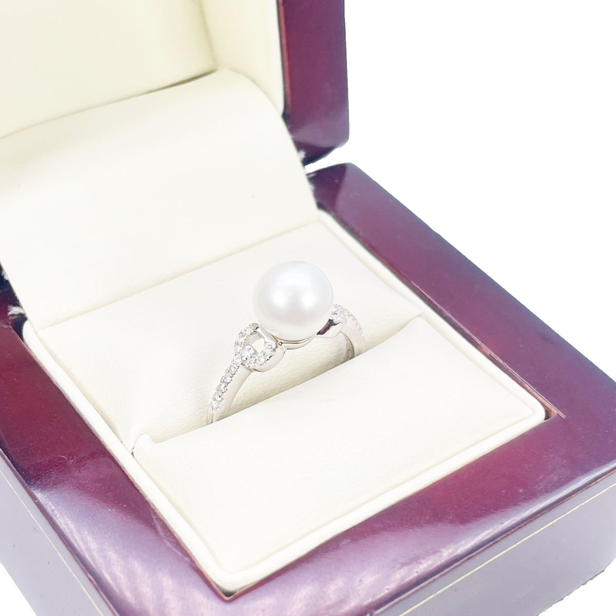 Bague en or 18 carats, perle d'eau douce et diamant, taille ronde naturelle 0,10 carat