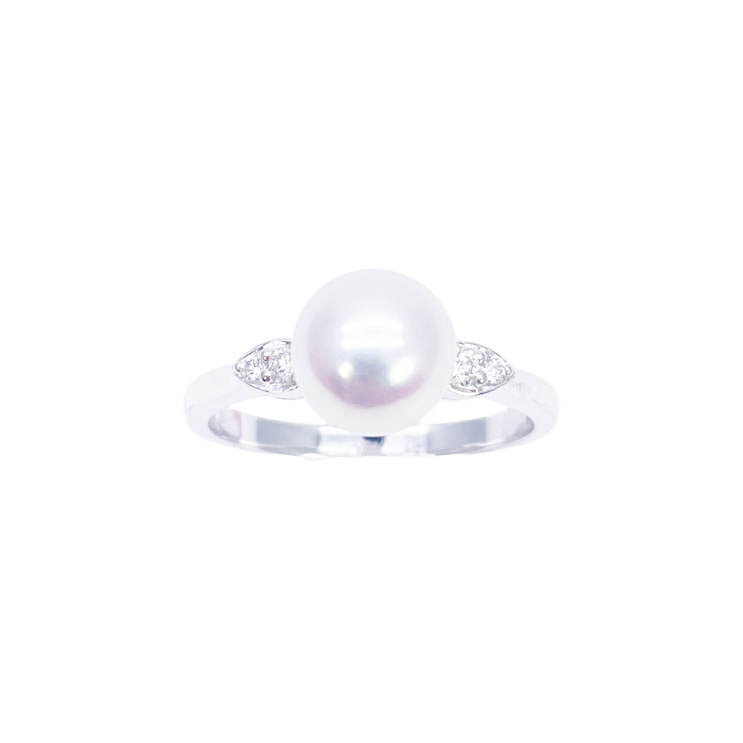 Bague en or 18 carats, perle de culture d'eau douce et diamant rond naturel de 0,07 carat