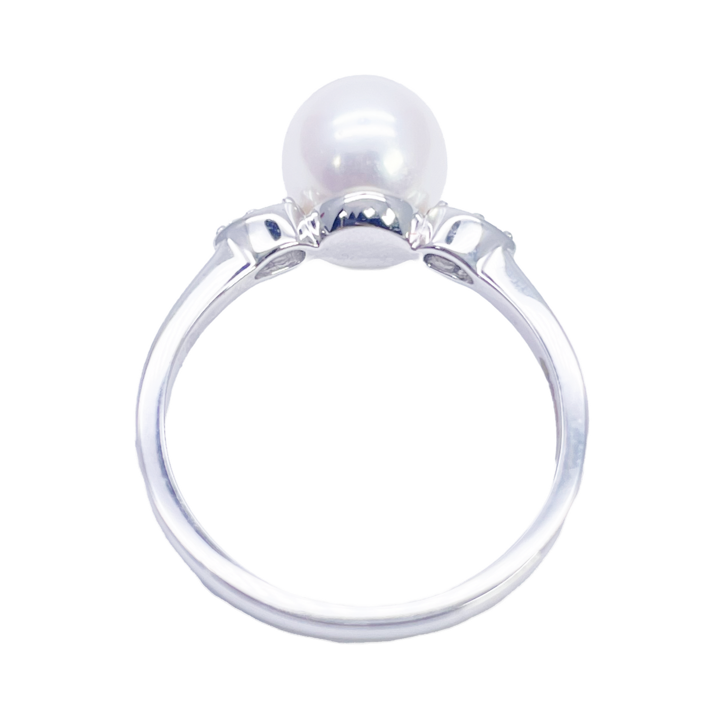 Bague en or 18 carats, perle de culture d'eau douce et diamant rond naturel de 0,07 carat