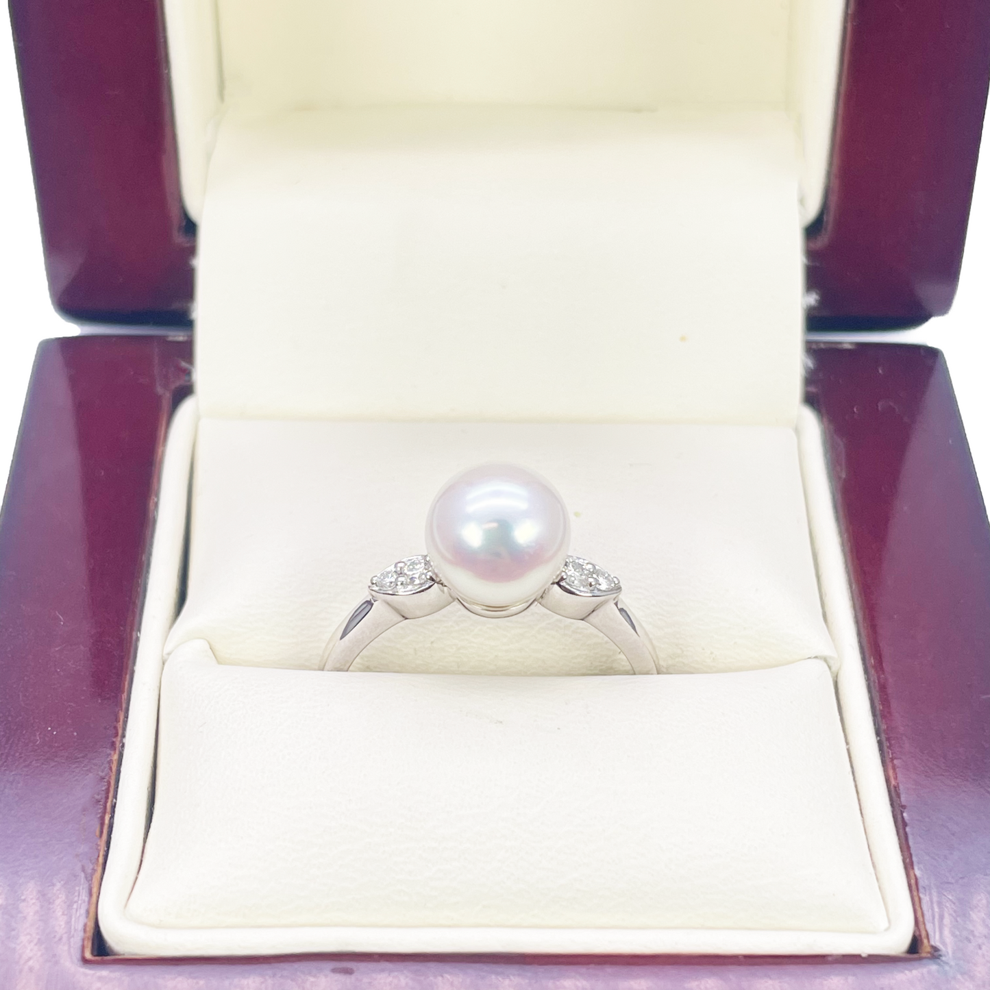 Bague en or 18 carats, perle de culture d'eau douce et diamant rond naturel de 0,07 carat