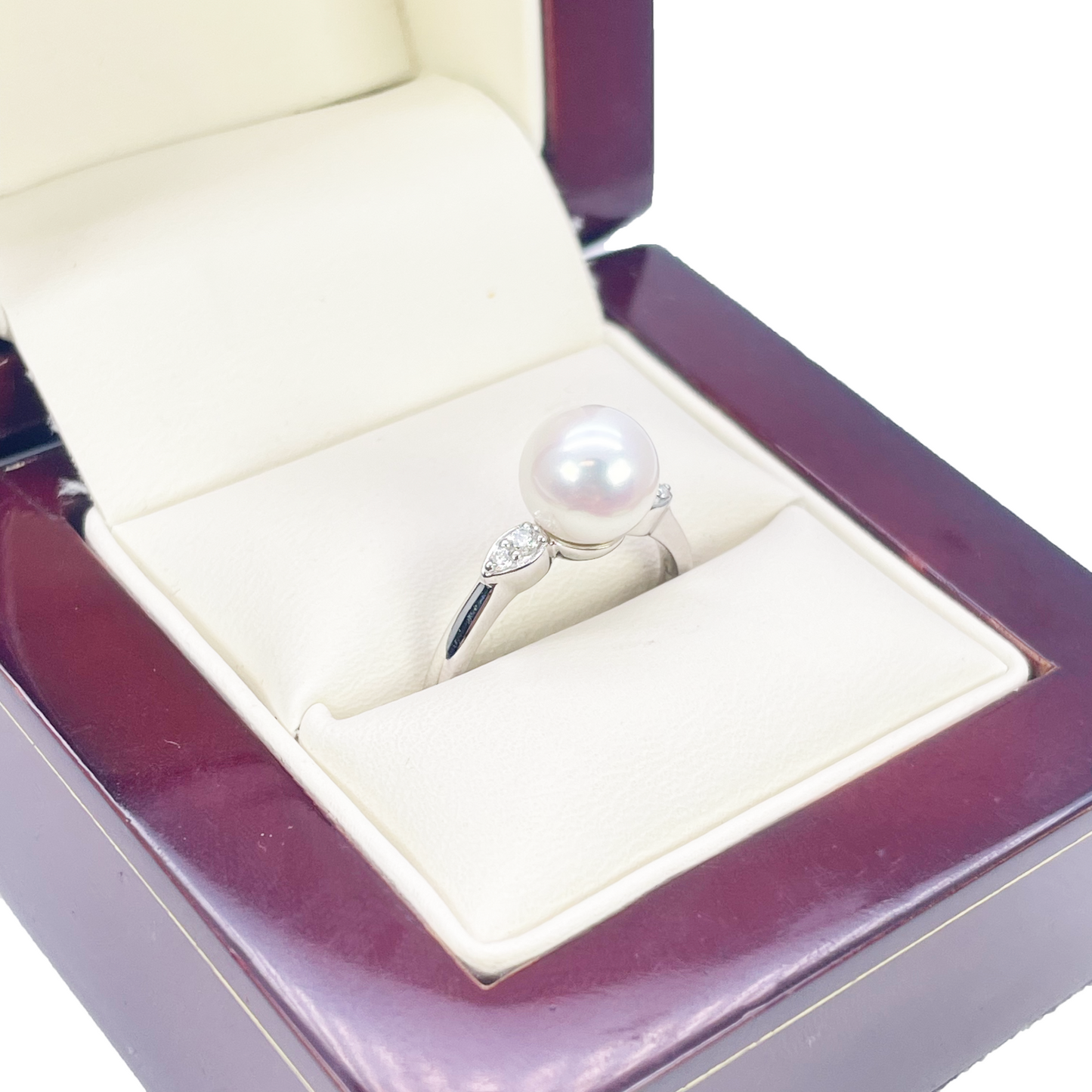 Bague en or 18 carats, perle de culture d'eau douce et diamant rond naturel de 0,07 carat